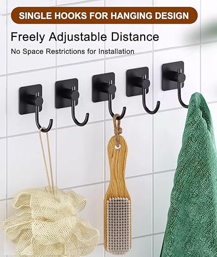 Miniatura 6 de Ganchos adhesivos para colgar, paquete de 6 ganchos adhesivos de pared de acero inoxidable sin perforaciones, gancho para toallas para paredes, sin