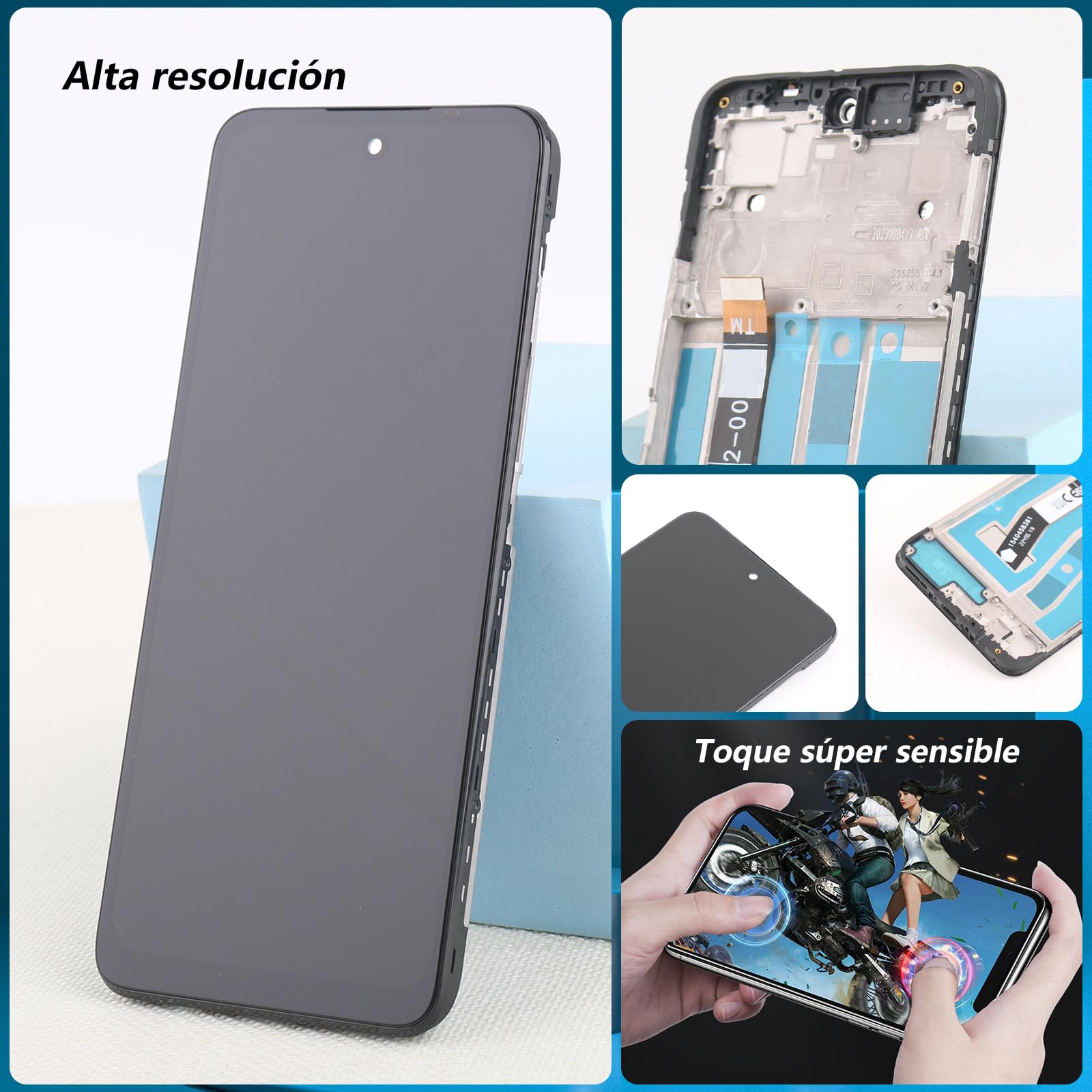 RongZy Pantalla para Motorola Moto G54 5G XT2343 Táctil LCD de Repuesto Ensamblaje Digitalizador Reemplazo para Moto G54 5G XT2343 con Herramientas de Reparación(Negro)