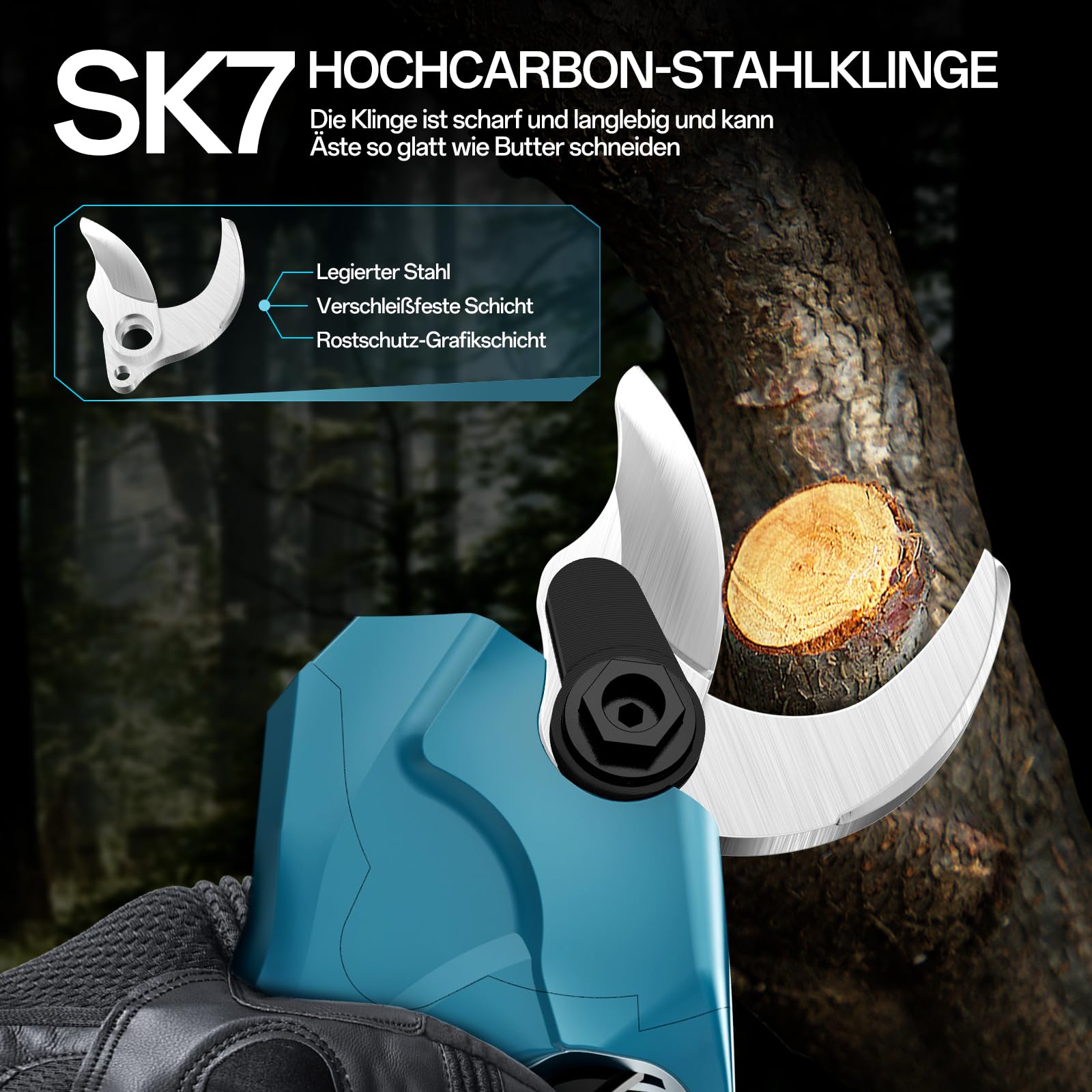 Sécateur électrique Sans Fil Avec 2 Piles Rechargeables, Chargeur De