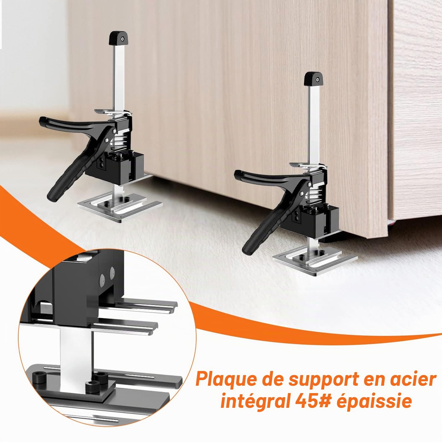 2 pièces Lève-plaques Placo Meuble Avec échelle, 29cm Réglable Leve Plaque Meuble, Etai Telescopique Leve Meuble pour les Sols, Fenêtres et les Armoires, Capacité de Charge Maximale de 240 kg