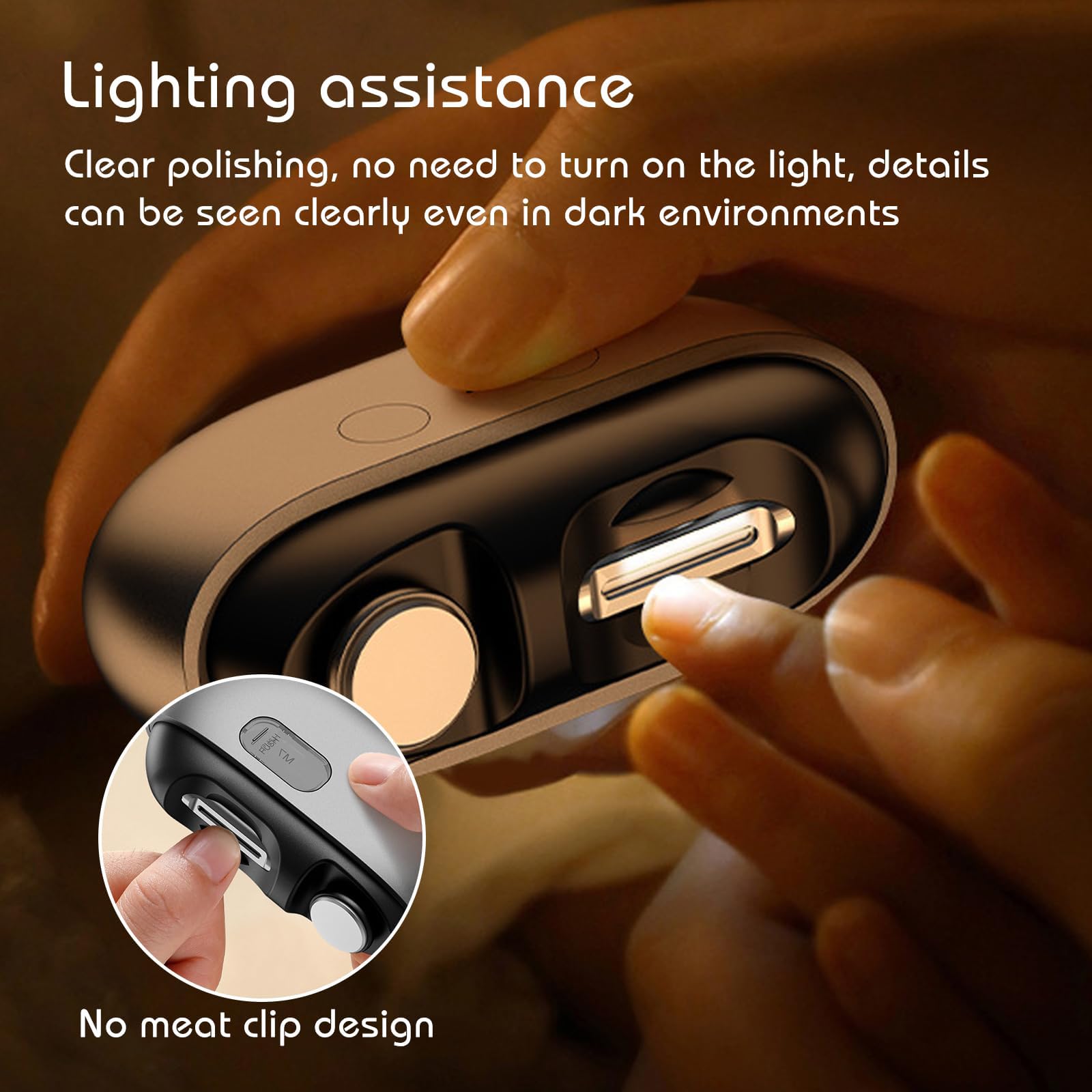 GOMETY Cortaúñas eléctrico 3 en 1, cortaúñas eléctrico con luz LED, 2 velocidades, cubierta magnética, almacenamiento de clips de uñas para adultos y personas mayores