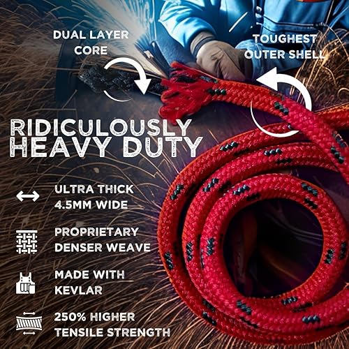 Miniatura 3 de Honey Badger - Cordones para botas resistentes con Kevlar, fabricados en Estados Unidos, cordones gruesos para botas de trabajo y senderismo