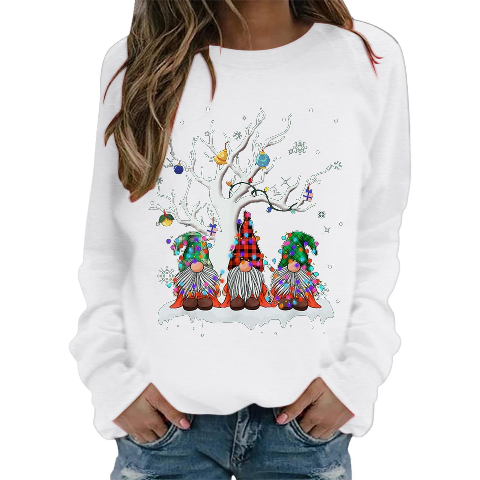 Sweat-shirt femme col rond blanc pour en finir avec les pulls serrés - 4