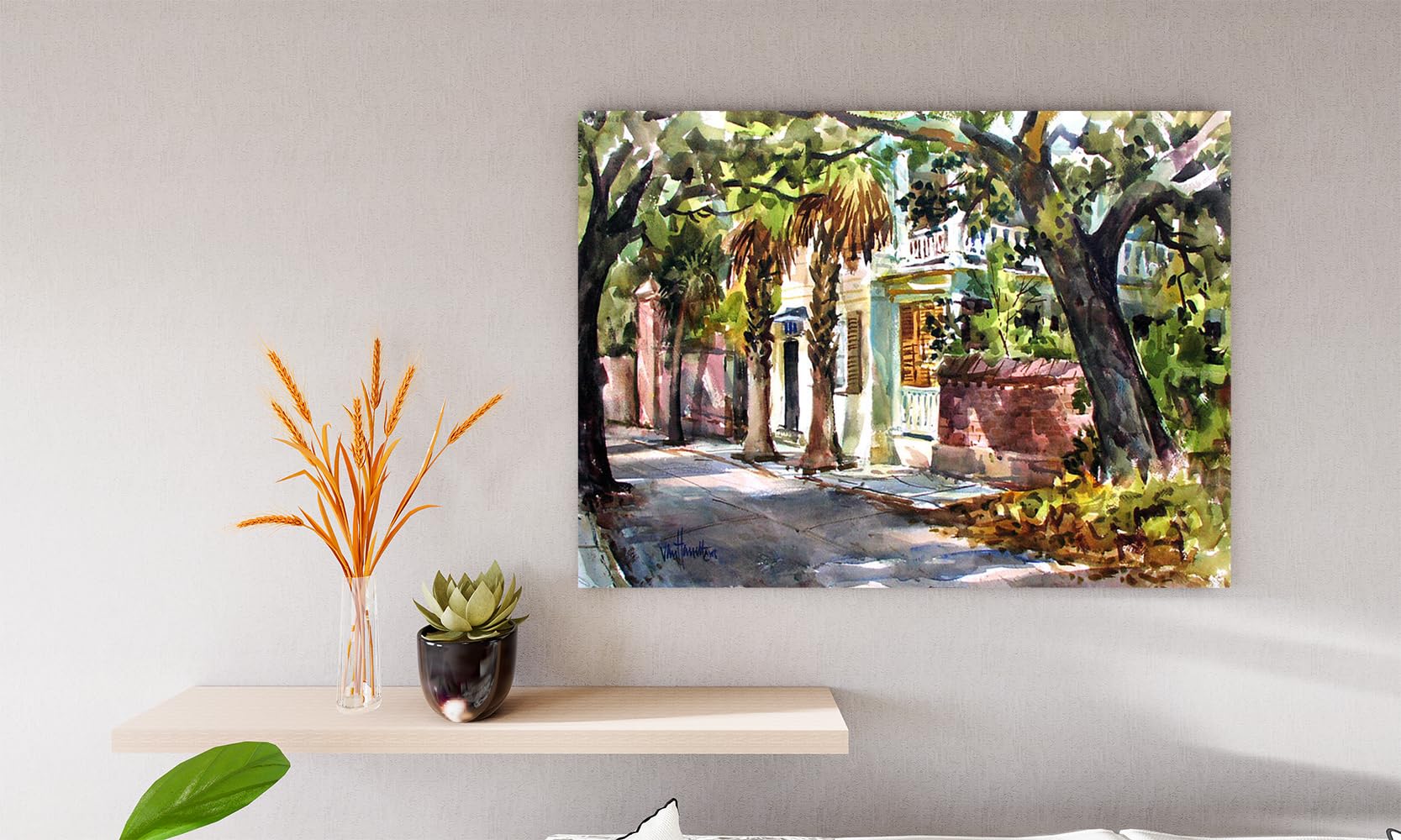 VERRE ART Printed Framed Canvas Painting for Home Decor Office Wall Studio Wall Living Room Decoration (14x10inch Wrapped) - Sunny Charleston South Carolina