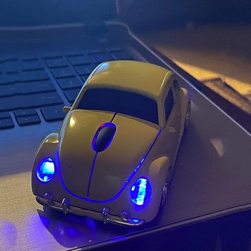 Miniatura 6 de Ratón de coche de computadora Ratón inalámbrico portátil Ratones ópticos de escritorio con receptor USB de 2.4 GHz Faro LED (rojo)