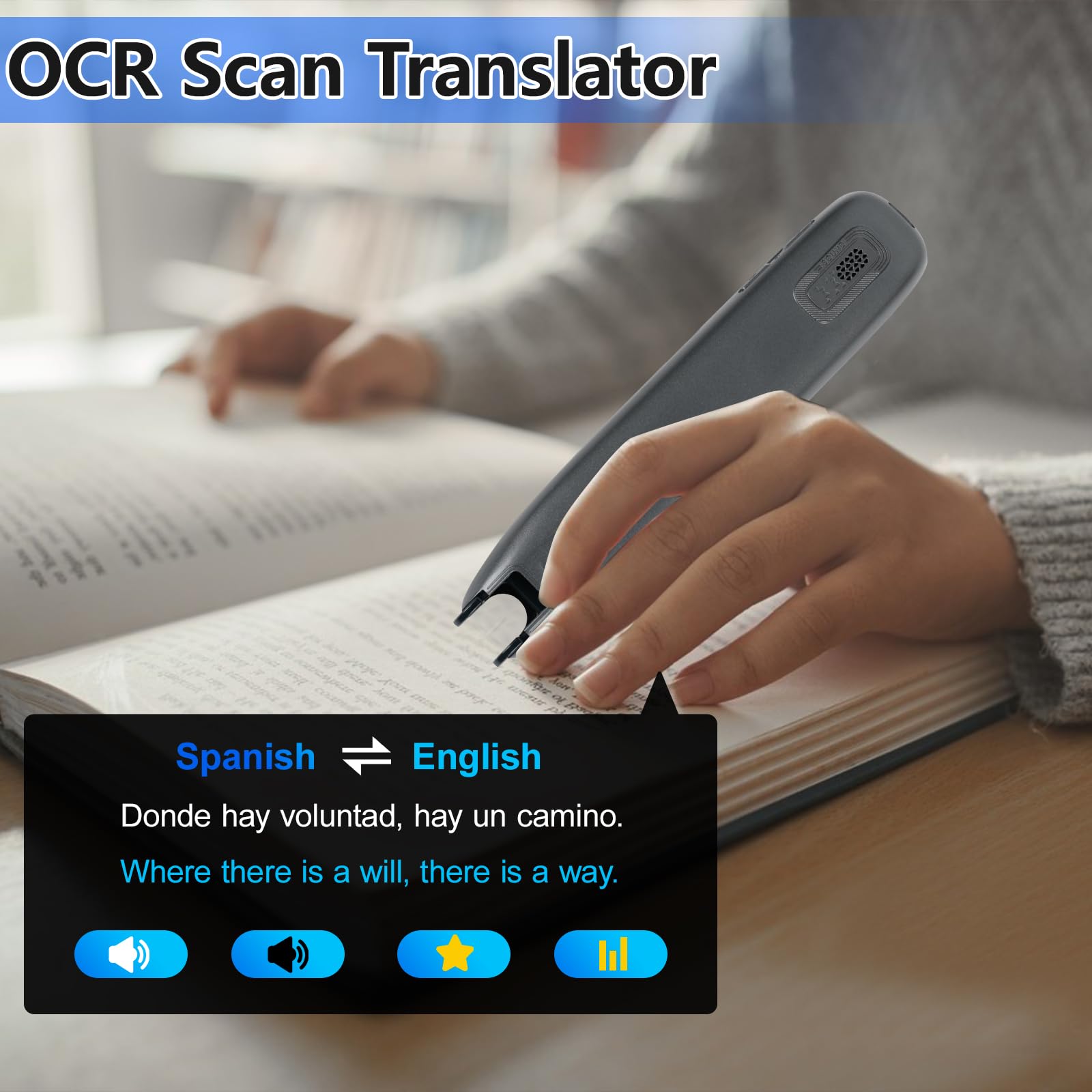 Panthem Penna Traduttrice con Scansione e Uscita Vocale, Traduttore Vocale in Tempo Reale per 142 Lingue, Penna di Lettura Intelligente con Touchscreen per Lingua, Testo, Dislessia, Apprendimento