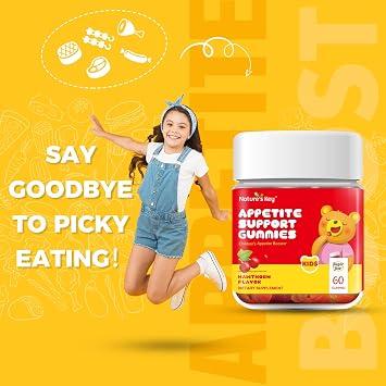 Nature's Key Appetite Booster Gummies Kids- 60 Count Appetite Stimulant for Children/Adults to Eat More, All Natural Weight Gain Supplements, Picky Eater Vitamin, Organic Hawthorn| NO Sugar