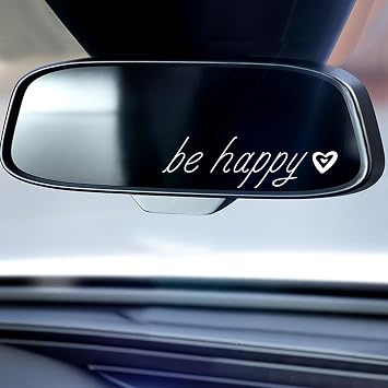 3pcs Be Happy Mirror Sticker Waterproof Durable Rear View Mirror Sticker