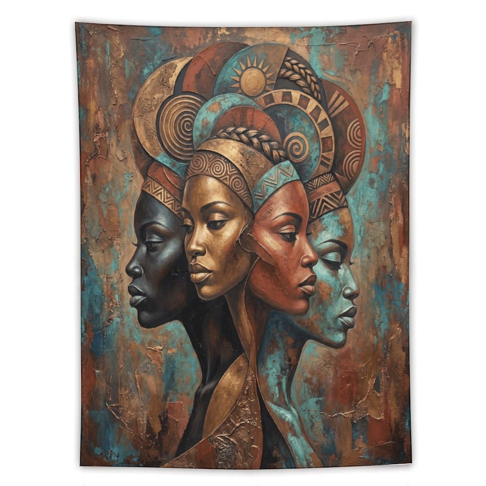 W7C8U2X3 Geometric African Women Portrait Wall Tapestry, Office