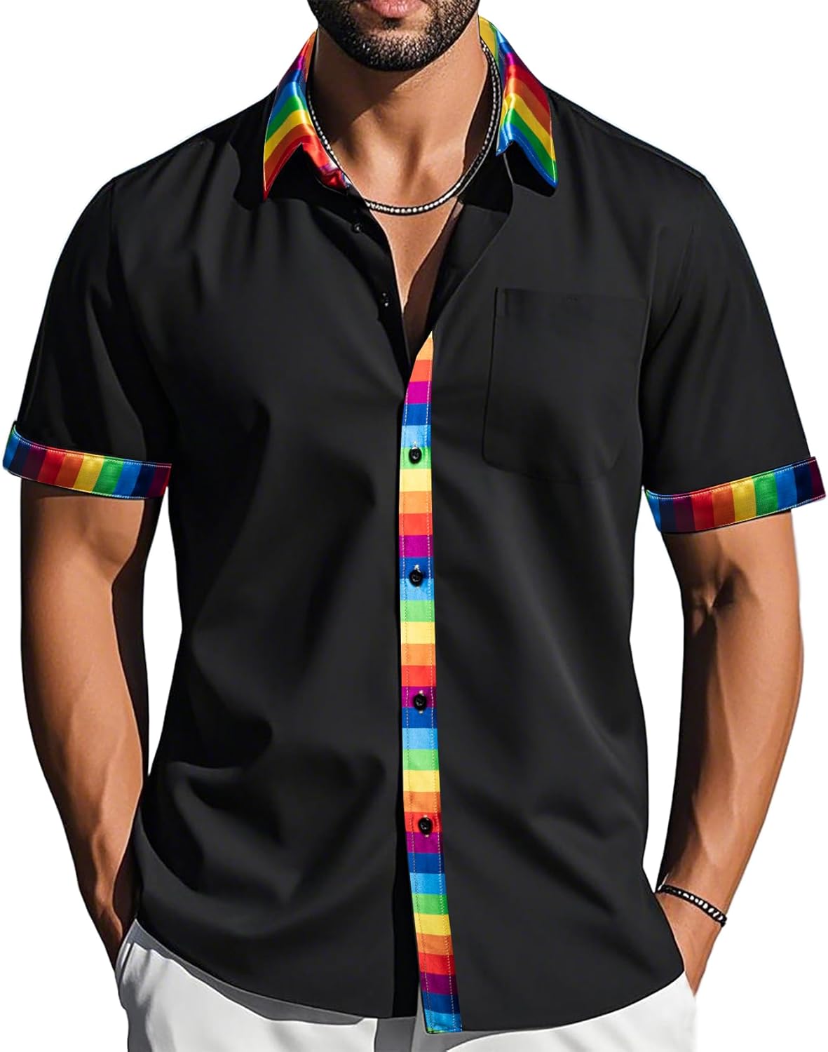 Barry.Wang Men's Short Sleeve Dress Shirts Button Down Formal Business Casual Shirt Regular Summer Work Wedding Party