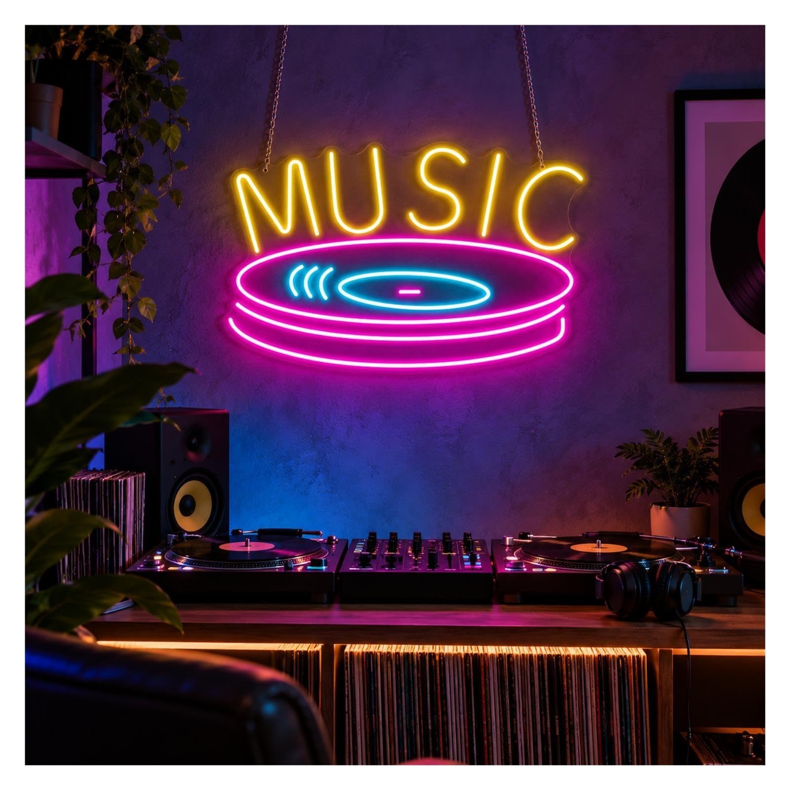 Decoración Lámparas Letrero De Neón Disco Vinilo Musical