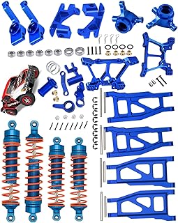 RCMYou Upgrades Part for 1/10 Slash 4x4 VXL/Stampede 4x4 VXL,Alloy RC Shocks Absorber,Suspension Arm,Caster Block,Steering Blocks,Rear Stub Axle Carriers,Steering Bellcranks,Shock Tower,Navy Blue