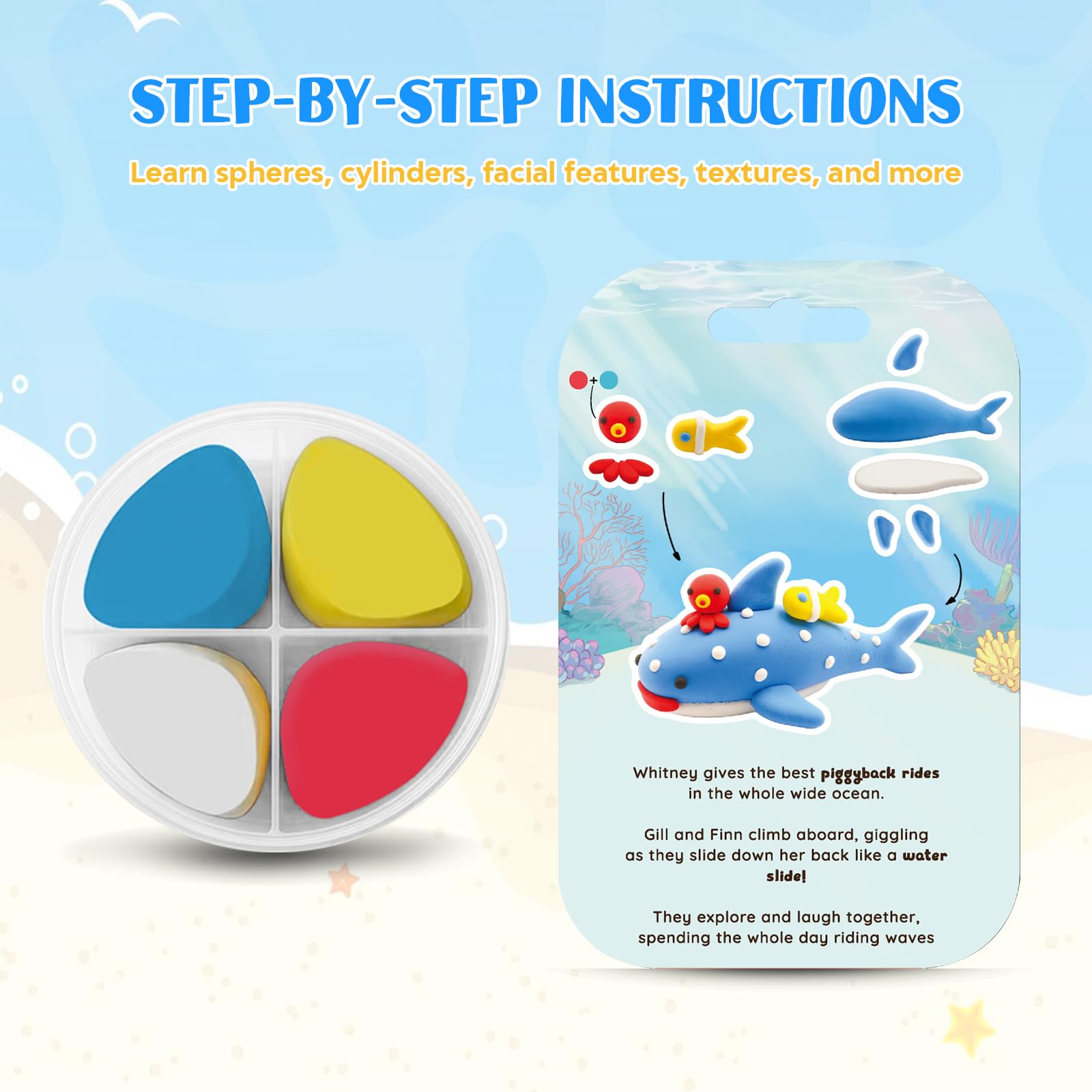 Mtchavno Air Dry Clay Kit for Kids, 12 Ocean Animals Clay for Kids Ultra Light & Soft, Safe Non-Sticky - Image 4