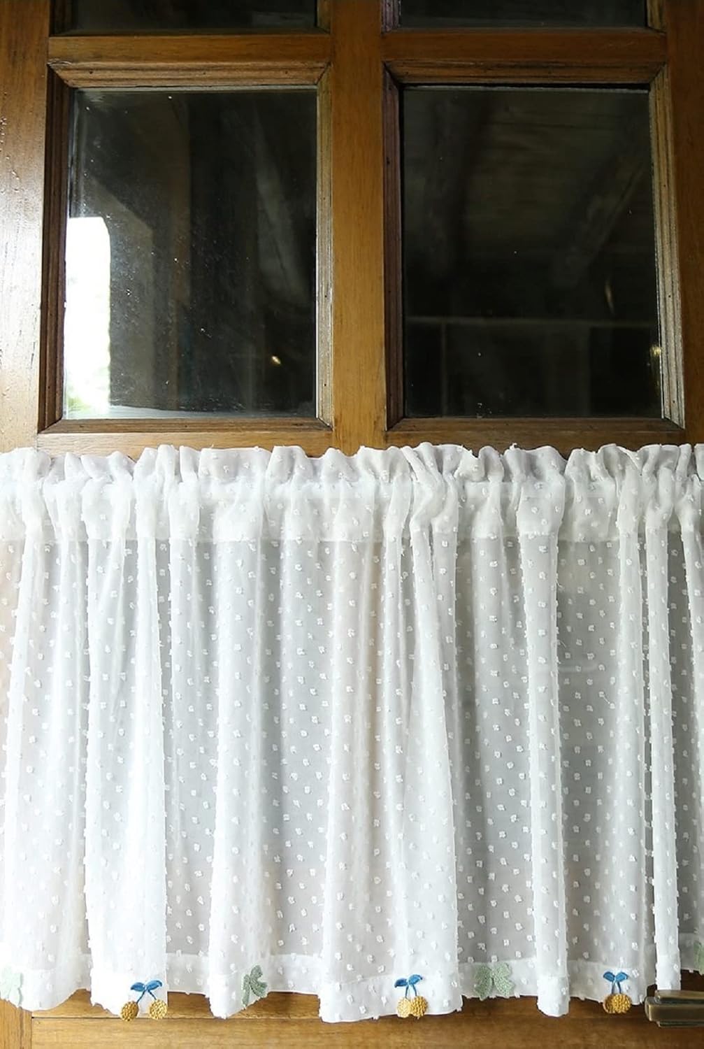 Demi-rideau Blanc Semi-transparent 65x90 Cm Rideaux Brise-bise Blancs Semi- Transparents 65x90 Cm - Lot De 2 Pour Cuisine, Salon Rideau Cuisine Salon