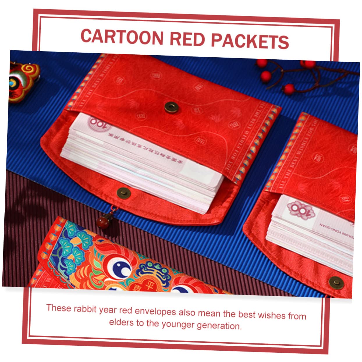 Operitacx Sobres Chinos Del Dinero 4 Piezas Sobre Rojo Del Chino Sobres Decorativos Festivos Paquete Rojo Creativo Paquete De Conejo Del Zodiaco Monederos e De Dinero Bolsa De o Sobre