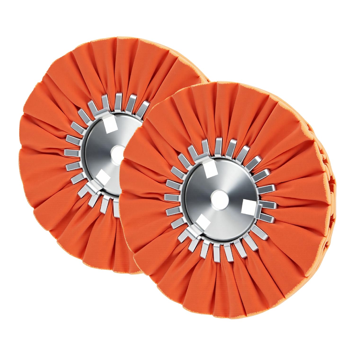 QZATTCAEN 8" Orange Airway Buffing Wheel,5/8'' Arbor Hole,12 Plys/Medium Polishing for Angle Grinder,2PCS