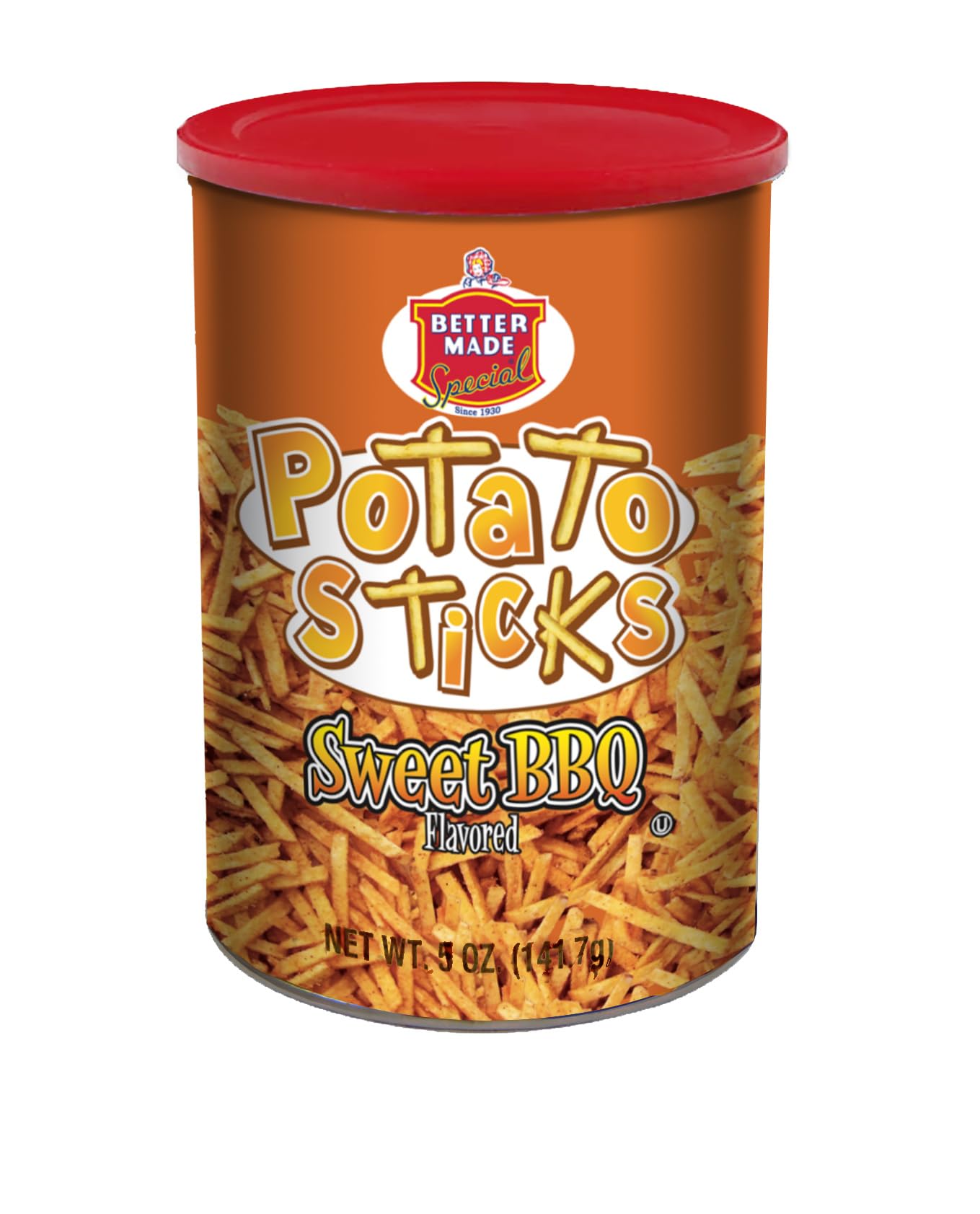 Potato Sticks 5oz Canister - Shoestring Potato Sticks - Gluten Free - Crunchy, Crispy Snack from Fresh Potatoes - Resealable Lid (Sweet BBQ, Single Can)
