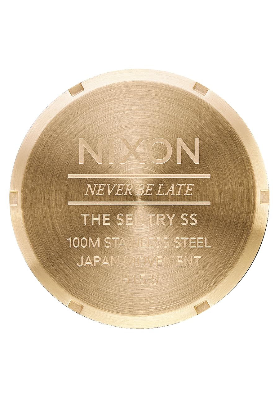 NIXON Montre Homme Quartz- Affichage Analogique Bracelet Acier Inoxydable Or et Cadran Vert A356-1919-00