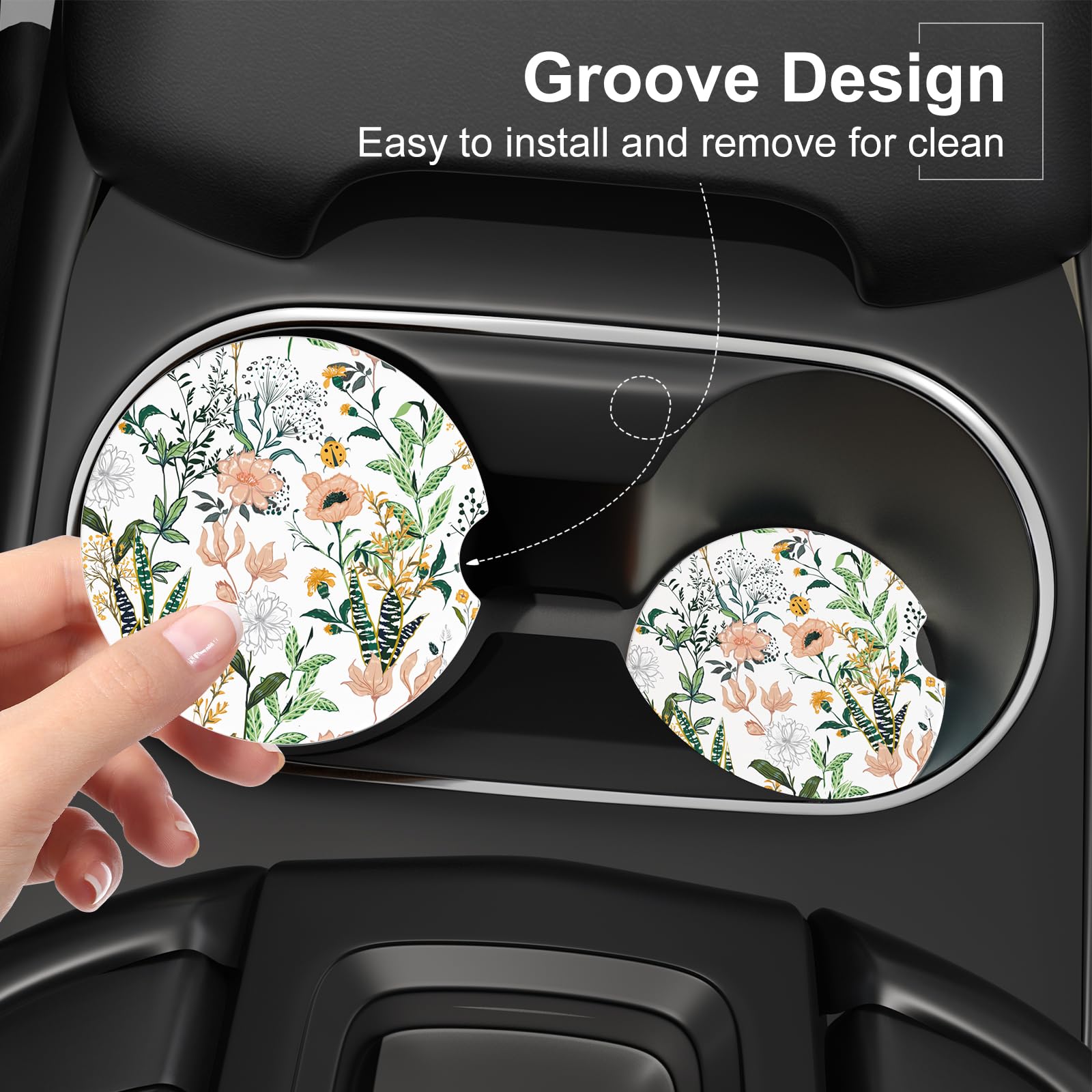Juego De 2 Posavasos * De * * Para Coche, Antideslizantes Y Anti-polvo, Insertos Para Portavasos De Coche, Accesorios Interiores Para Vehículos