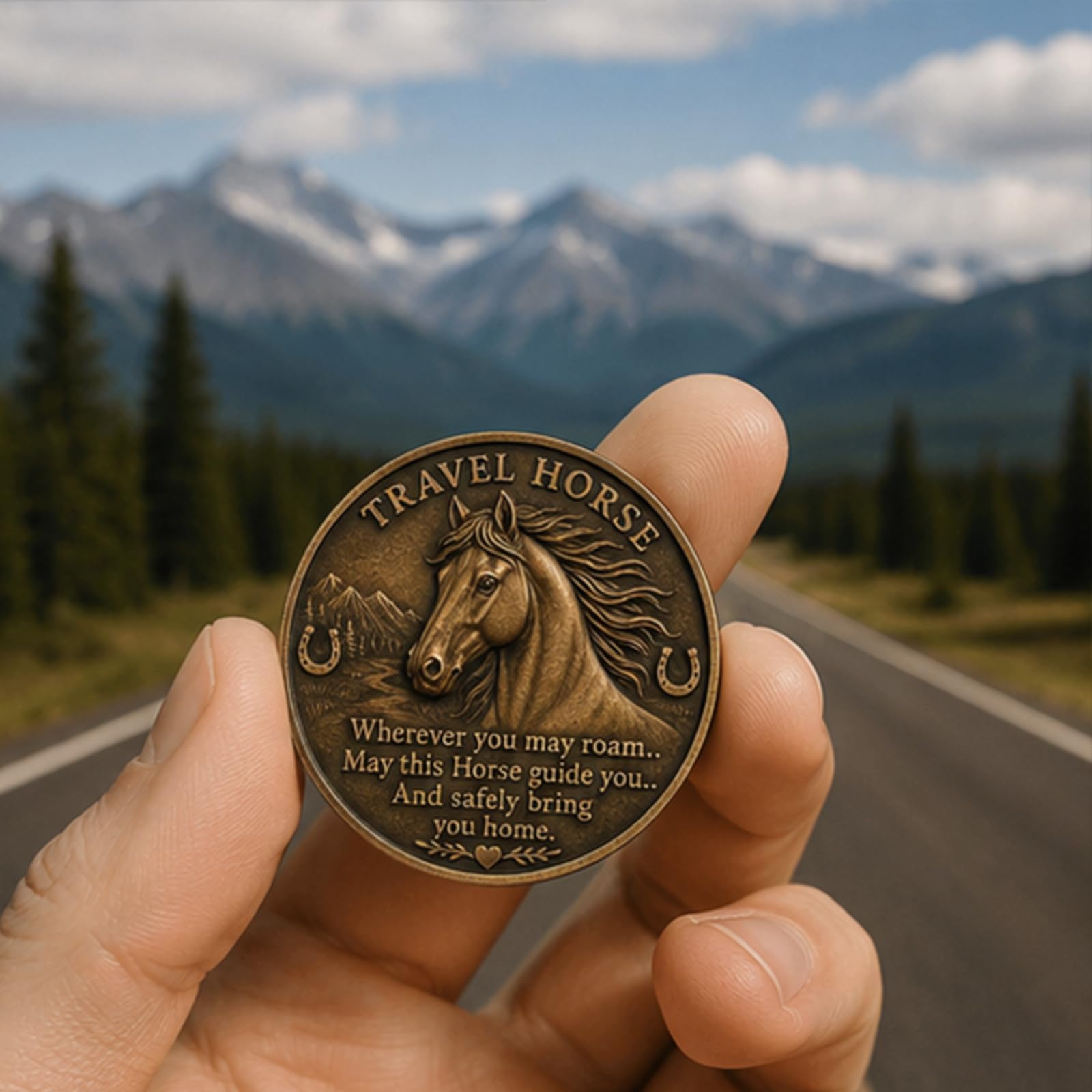 Moneda De La Suerte Con Caballo Para Viajes, Moneda Suerte Con Caballo, Ficha De Bolsillo Mensaje Grabado, Grabada Lemas Inspiradores. Perfecta Viajeros, Amantes Caballos Y Aventureros (A,10 PCS)