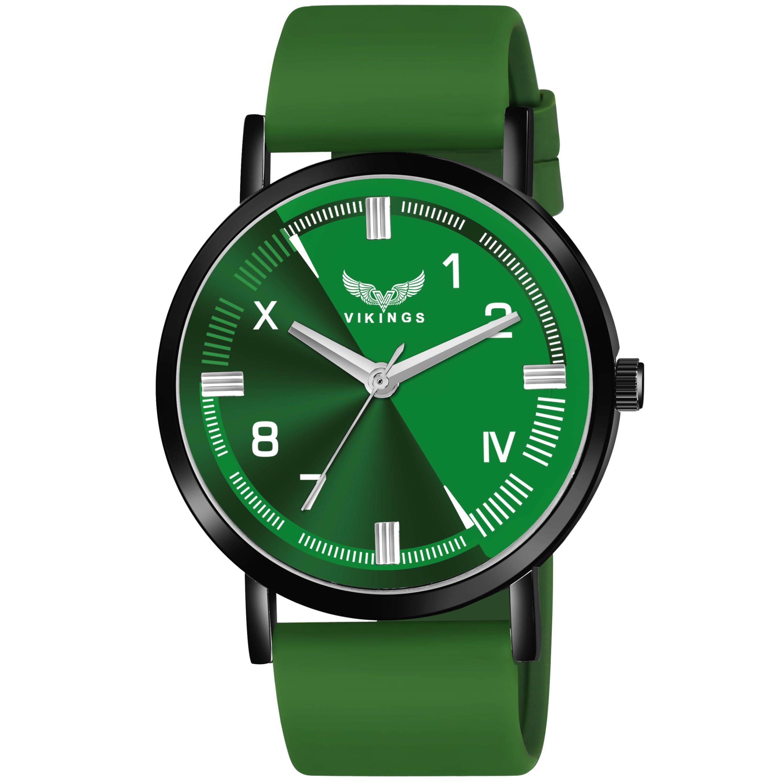 VIKINGS Unisex Silicone Analogue Green Dial Watch - VK-GR-122-GRN-SC (B0CZP1QK2N) Amazon Price History, Amazon Price Tracker