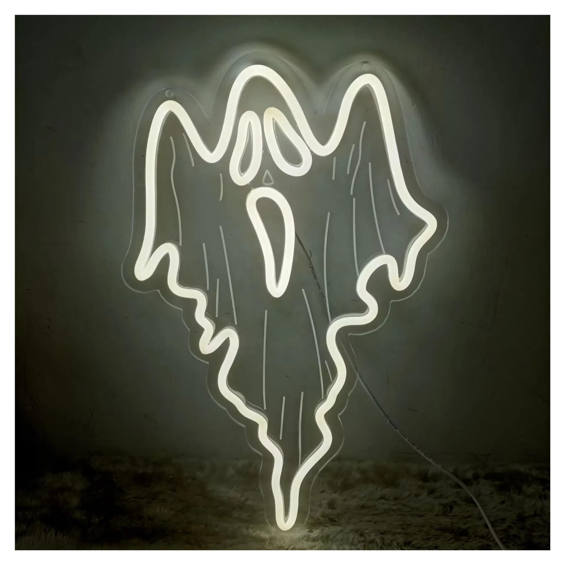 RONGCH Hanging Art Signs Bat Ghost Neon Sign for Drink Bar Man Cave Bedroom Hotel Shop Garage Game Room Party Wall Decor 41x27cm