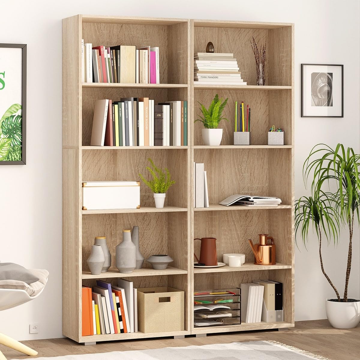 Casaria® Libreria Scaffale Vela 190cm 5 Ripiani Mobile Archiviazione Documenti Ufficio Soggiorno