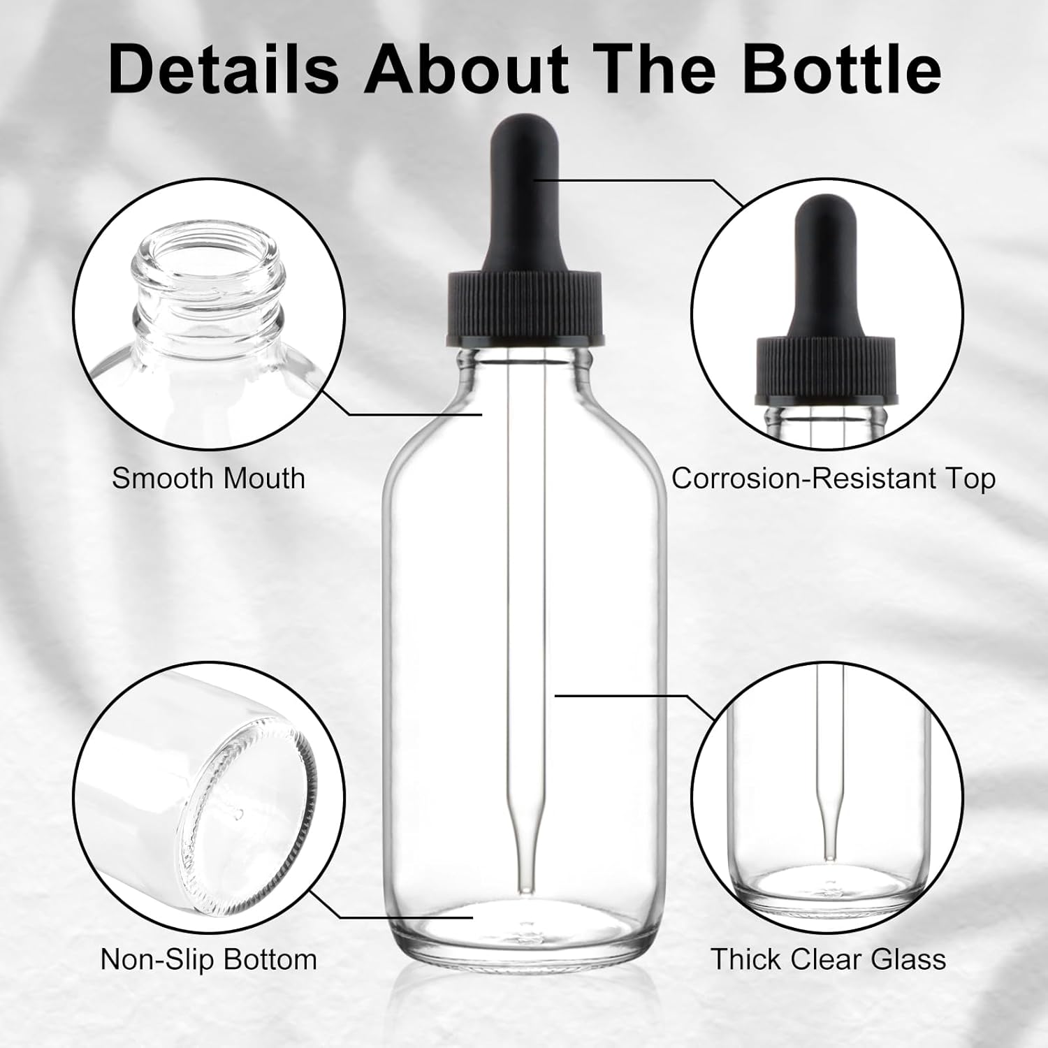 42 Pack 4oz Clear Glass Bottles with Glass Eye Droppers for Essential Oils, Perfumes & Lab Chemicals (Brush, Funnels, 3 Extra Droppers, 48 Pieces Labels & 30ml Measuring Cup Included) - Image 2