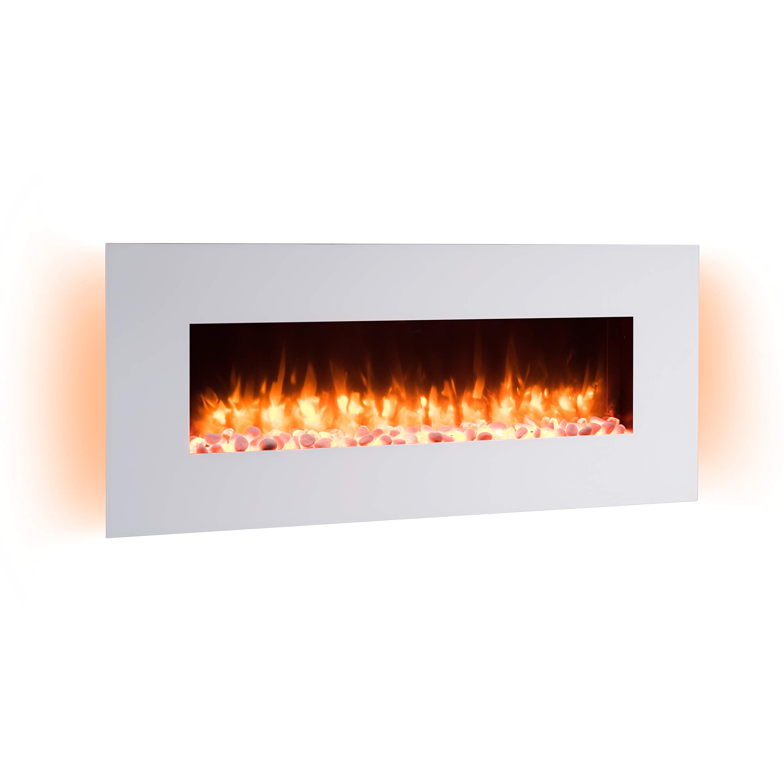BALDERIA Camino Elettrico Da Parete Ignis | Effetto Fiamma 3D Riscaldamento Elettrico 2000w Luce Led Telecomando Timer Termostato Bianco 91778819
