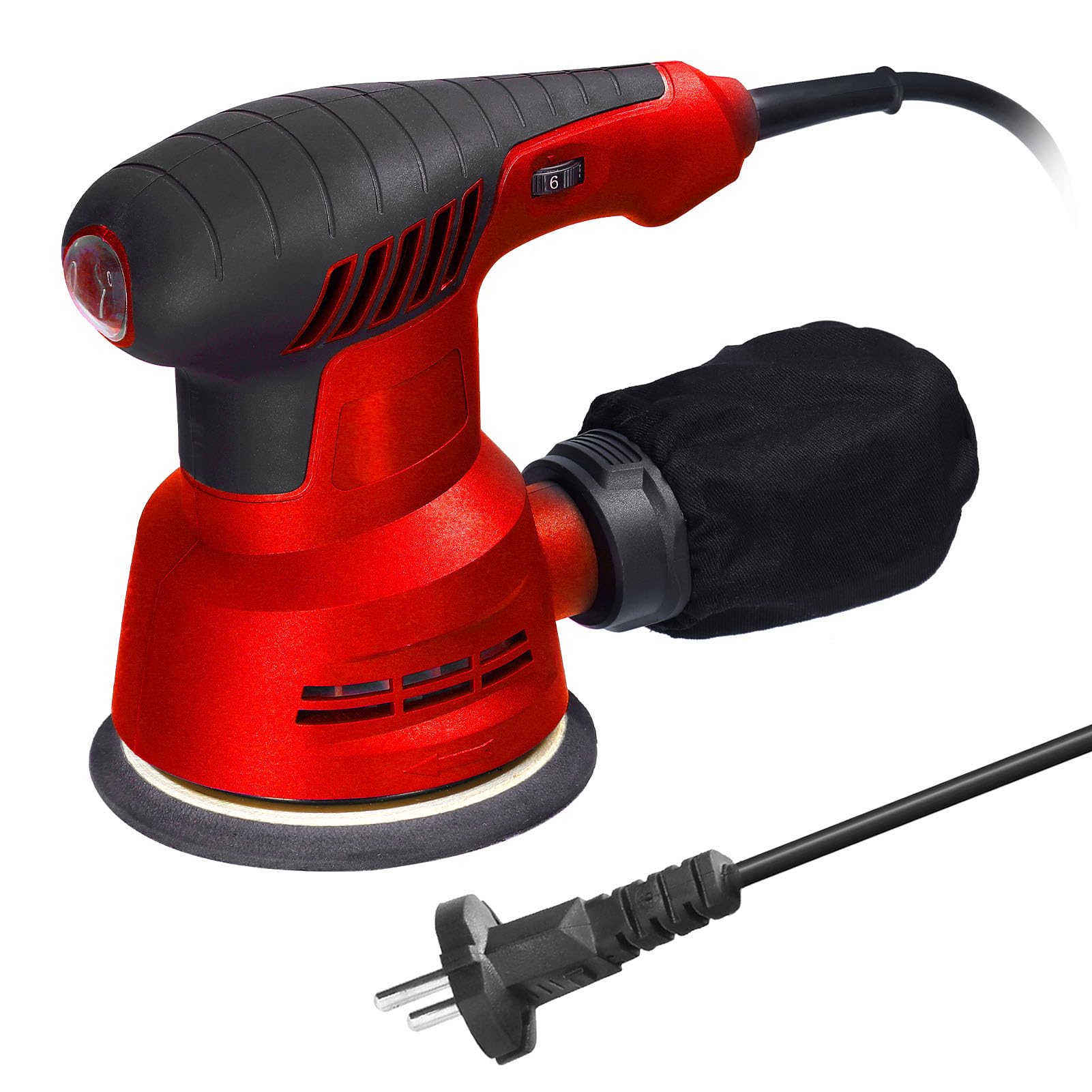 Lijadora Excéntrica Eléctrica de Mano de 300 W, 5000 a 12000 Rpm, 6 Niveles de Velocidad Ajustable, Máquina Pulidora de Automóviles para Automóviles, Encerado de Pisos, (Enchufe