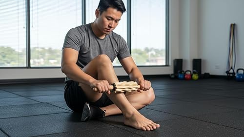 Miniatura 7 de Rodillo de masaje de espuma con asas de madera para alivio muscular, herramienta de masaje portátil para piernas, espalda, brazos y recuperación de