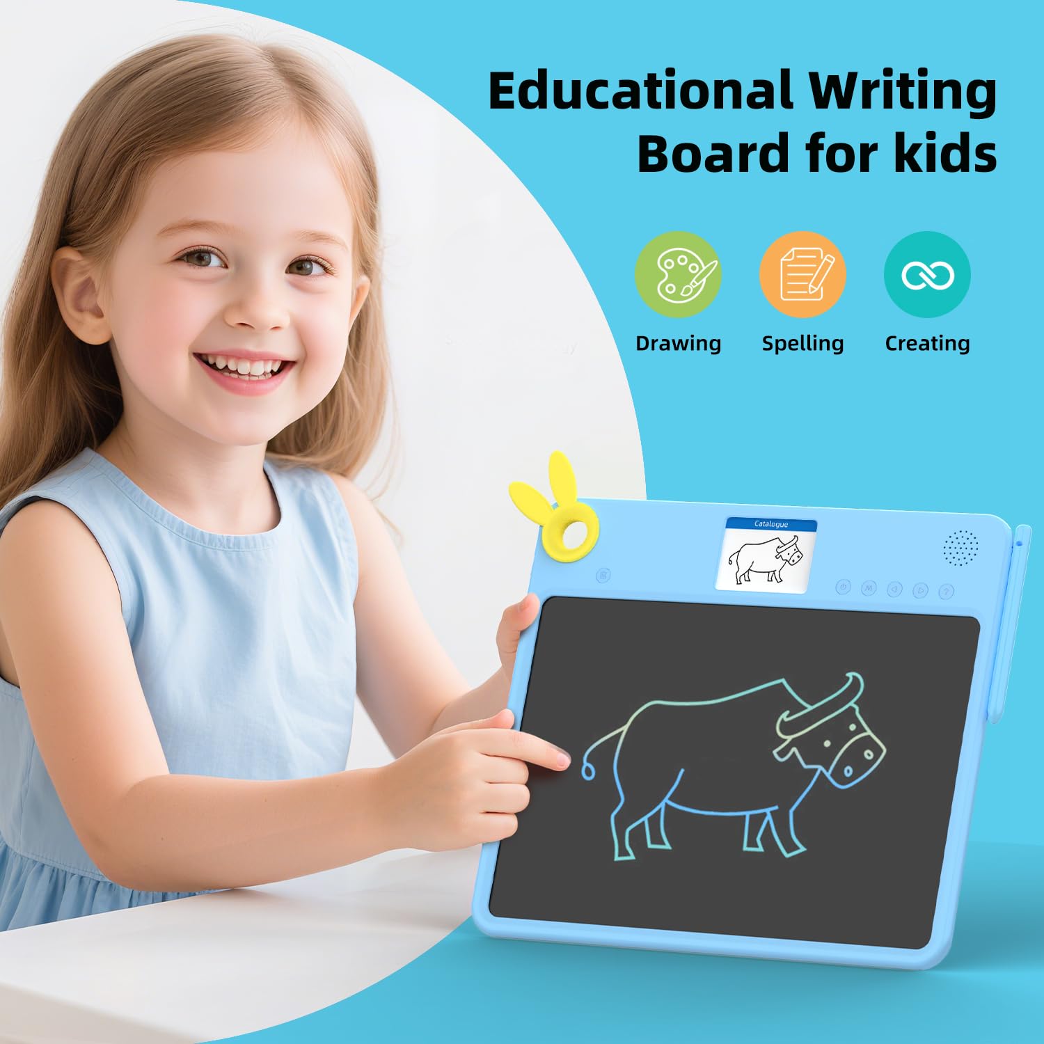 MING XIAO LCD Drawing Tablet for Kids, 13.5'' Drawing Pad with 2.8'' Color Screen, Includes Traceable Drawings & Rich Content - Image 2