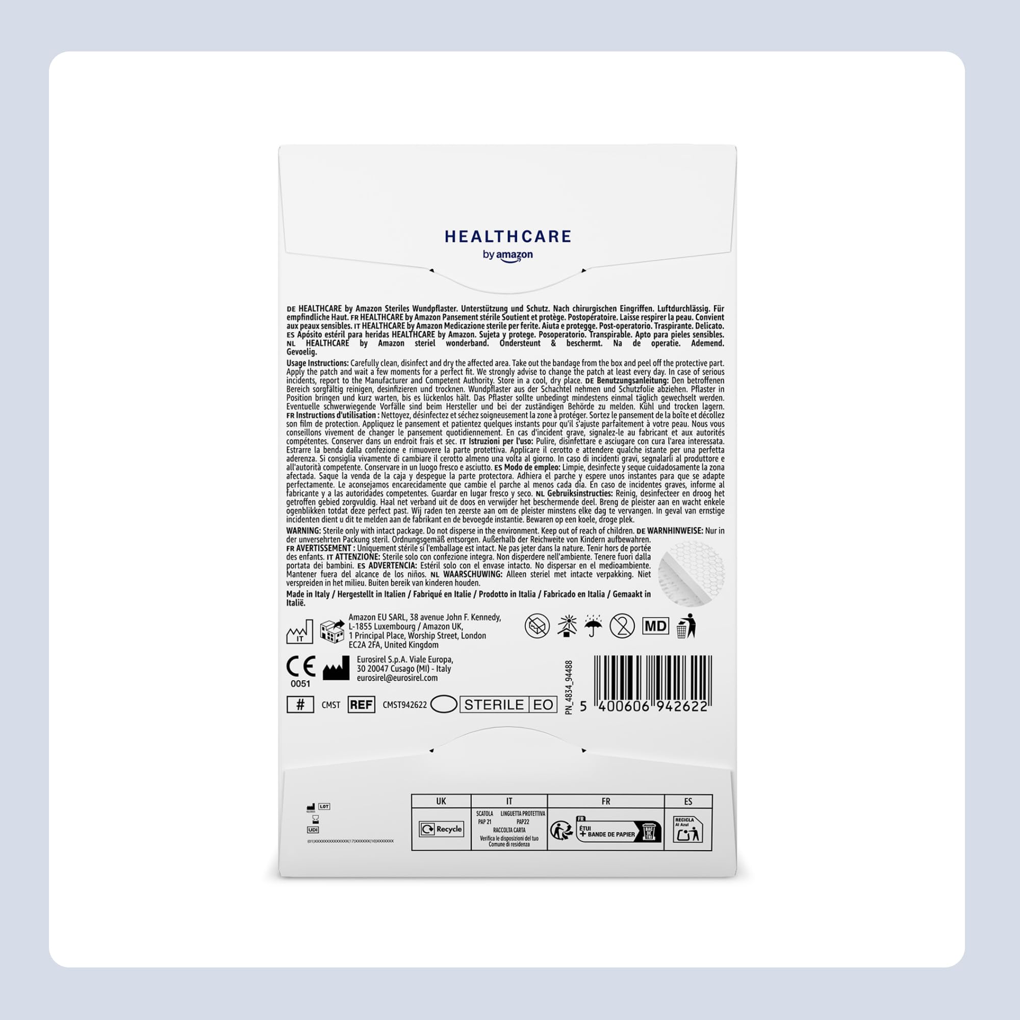 Healthcare By Amazon Apósito estéril para heridas, 20 yeso (Anteriormente una marca Amazon Basic Care, el mismo producto)