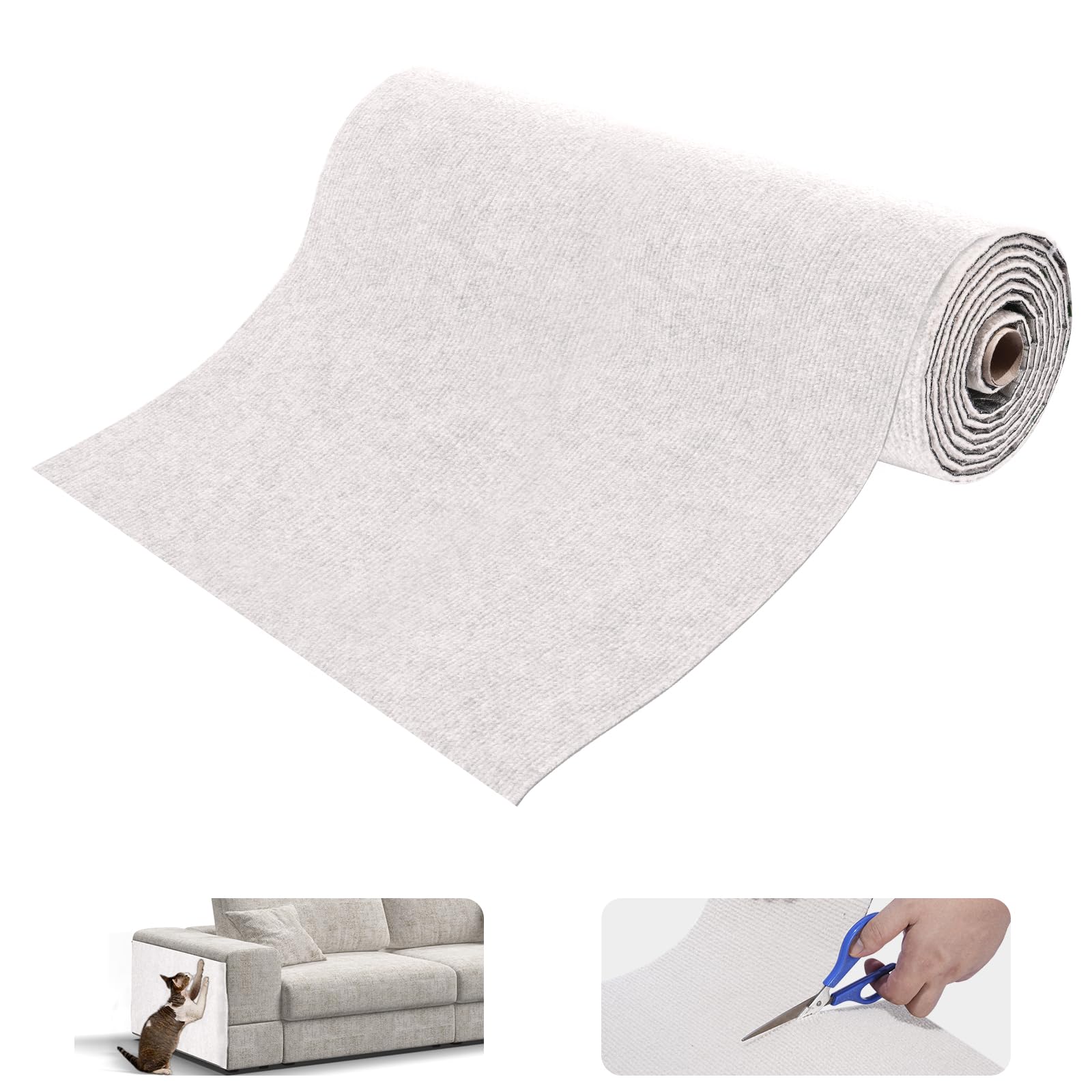 Uranshin Trimmable Cat Scratch Mat pad Self-Adhesive Cat Scratching Post Carpet Covered 78.7"x15.8" Cat Tree Shelves Replacement Parts cat Furniture