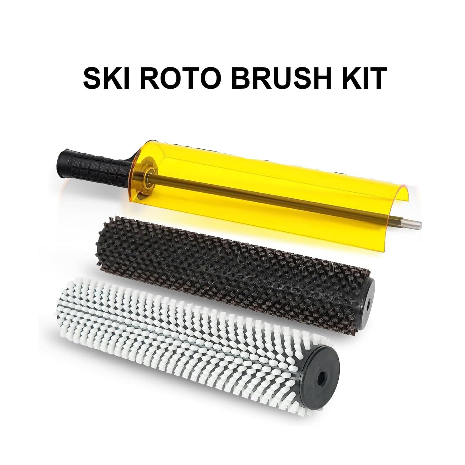 Kit De Cepillos Giratorios para Esquís, Mango del Cepillo Giratorio, Kit De Cepillos para Cera De Snowboard De Una O Dos Tablas con 3 Cepillos De Nailon, Latón Y Crin De 300mm