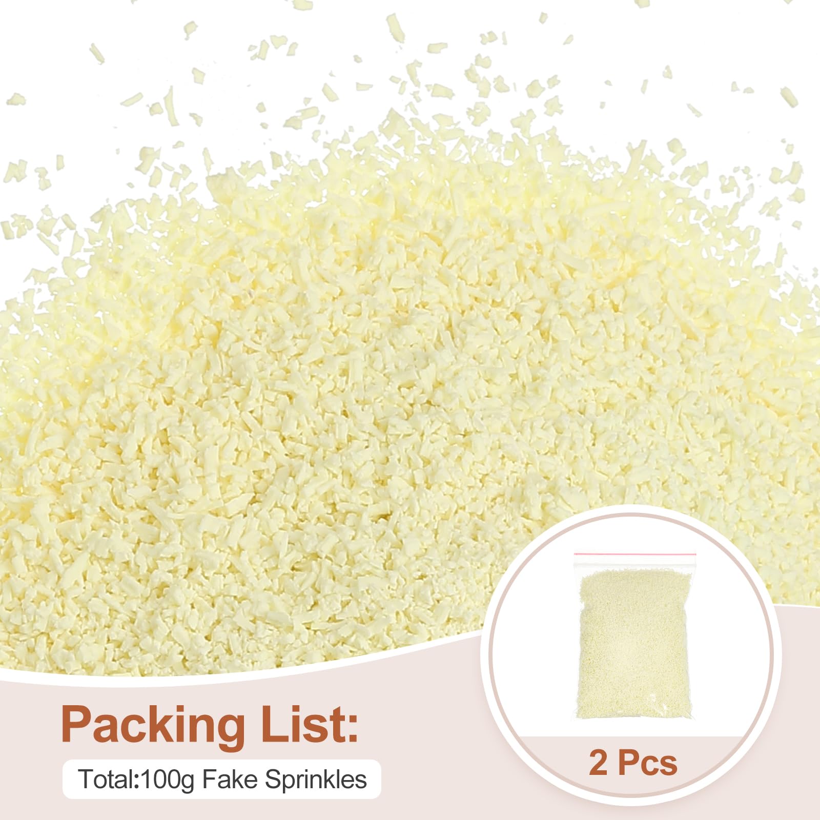 PATIKIL 100g Fake Sprinkles, Polymer Clay Sprinkles Fake Bread Crumbs for Crafts Nail Art DIY Crafts Cake Phone Case Resin Nail Cake Decorating Powder, Beige