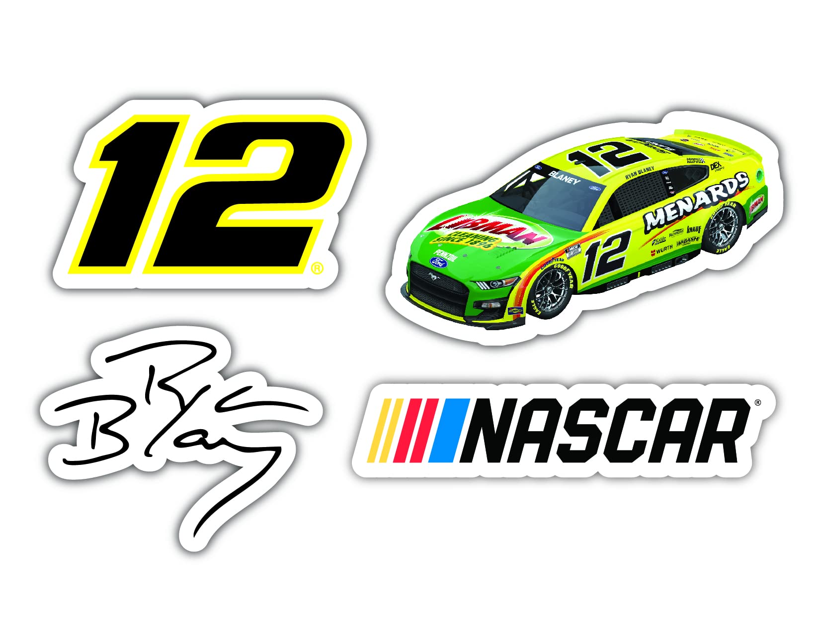 Ryan Blaney #12 NASCAR Cup Series 4 Pack Laser Cut Decal
