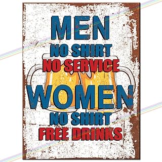 Men No Shirt Metal Bar Sign Funny Logo Father...,