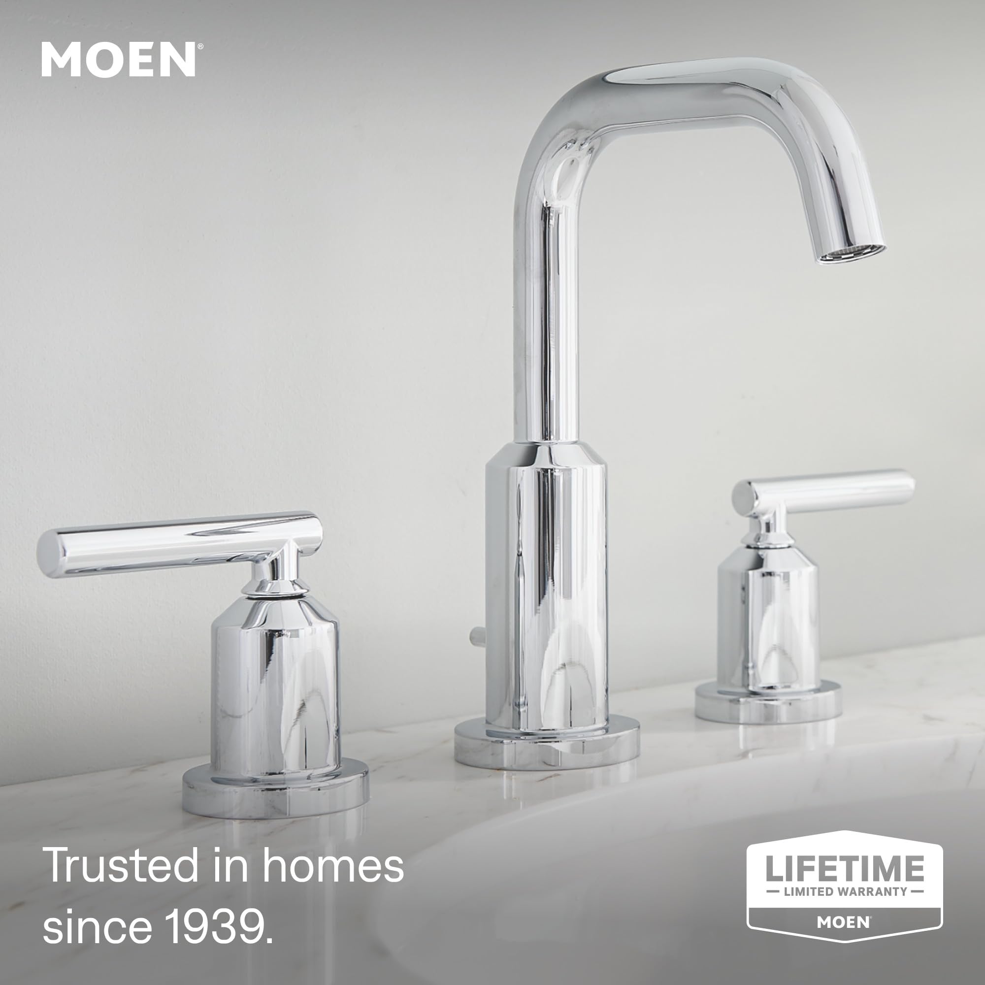 Moen Gibson Two-Handle High Arc Widespread Modern Bathroom Sink