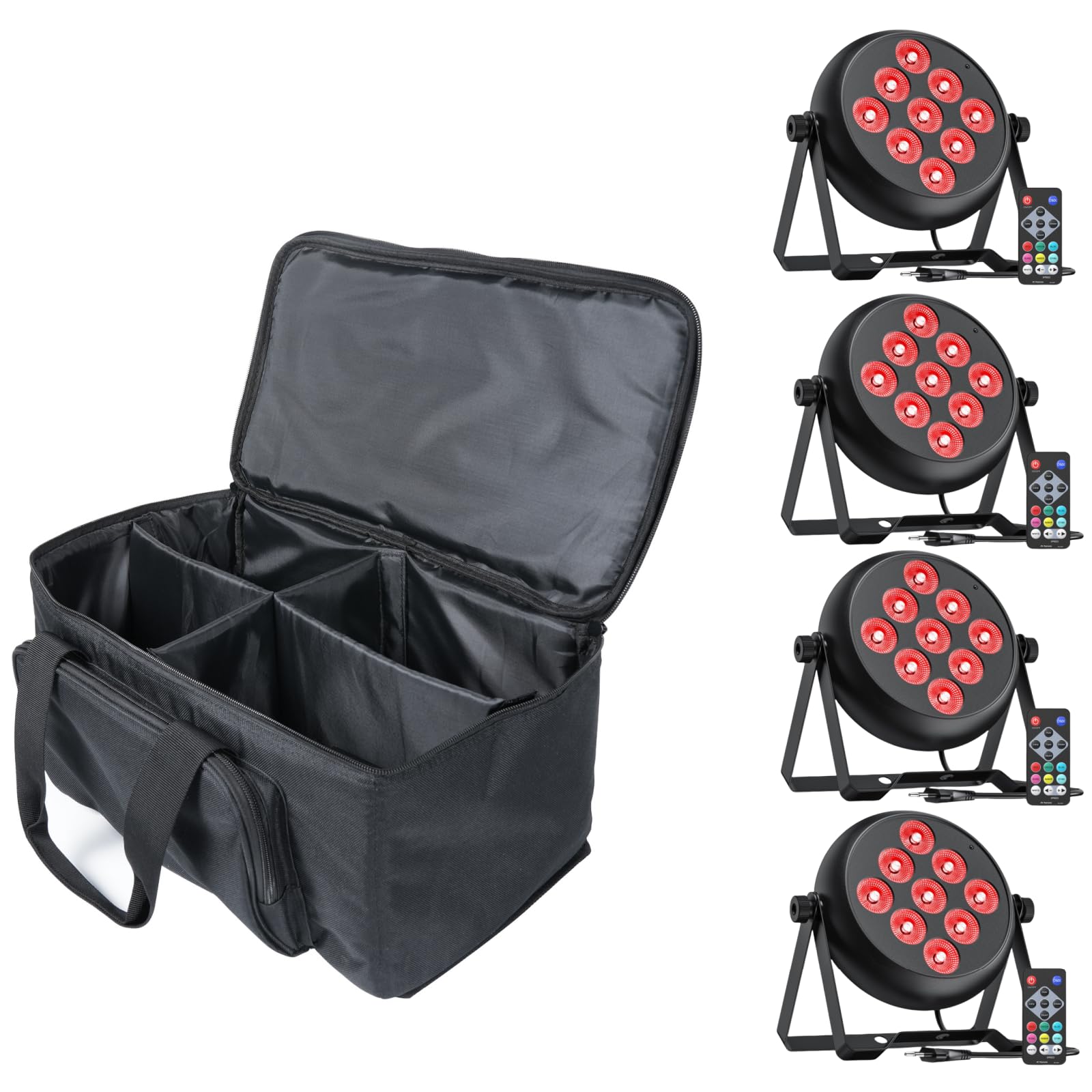 RGBW Foco Par LED con Par Bolsa, 9 LED Luz de Escenario DMX 5/8CH con Control Remoto y 4 Modos de Control, Luces Discoteca para DJ, Fiesta, Bar, Boda, Halloween, Navidad
