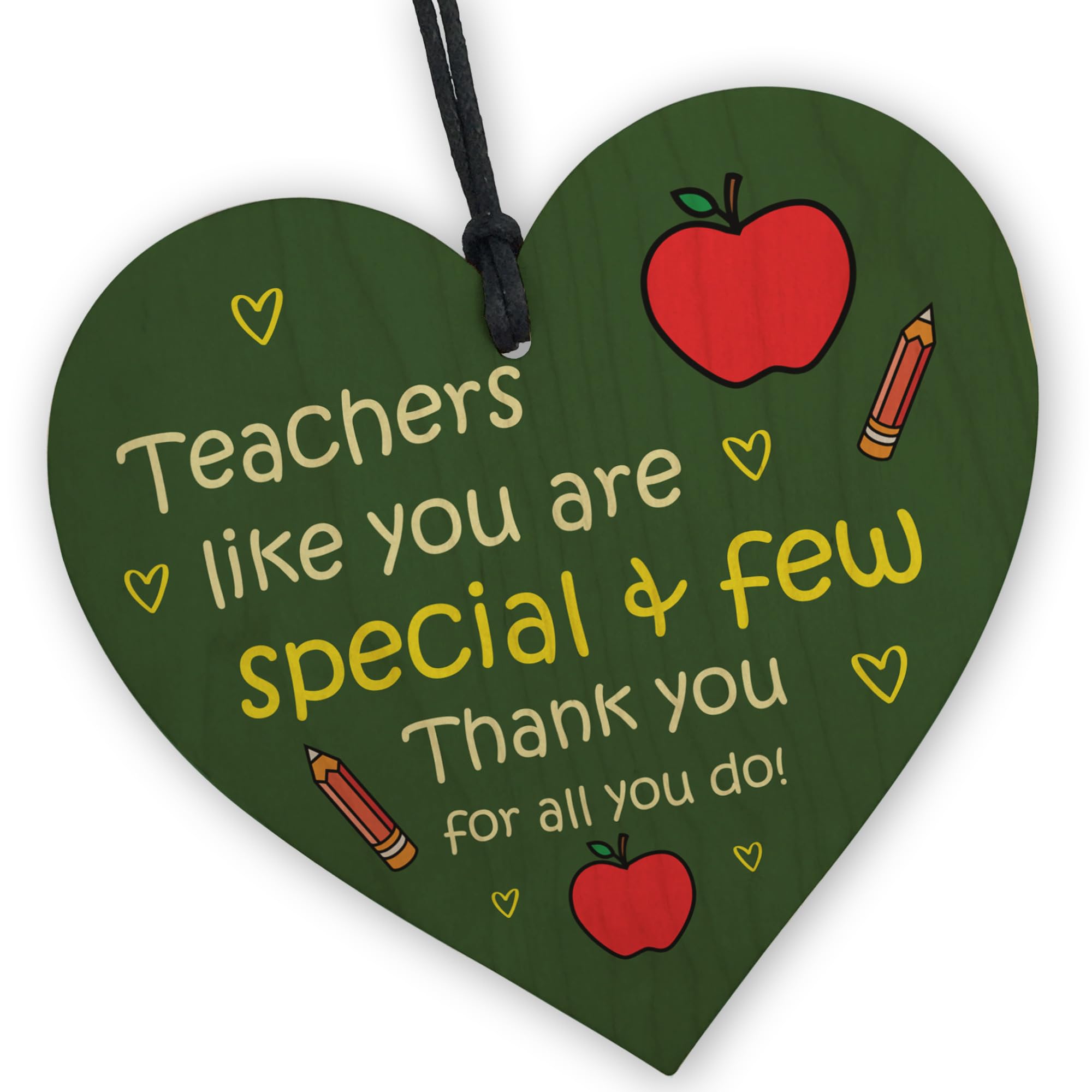 Red Ocean Thank You Teacher Gift, Best Teacher Wooden Hanging Heart Plaque Gifts, Teacher Gifts for Women, Teacher Appreciation Gifts, Graduation Gift Presents for Teachers