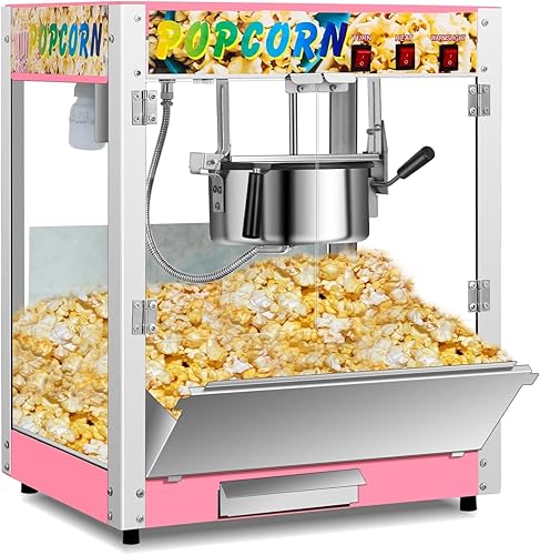 Máquina comercial de palomitas de maíz, hervidor de 8 onzas, máquina de palomitas de maíz para encimera de 850 W para 48 tazas por lote, estilo