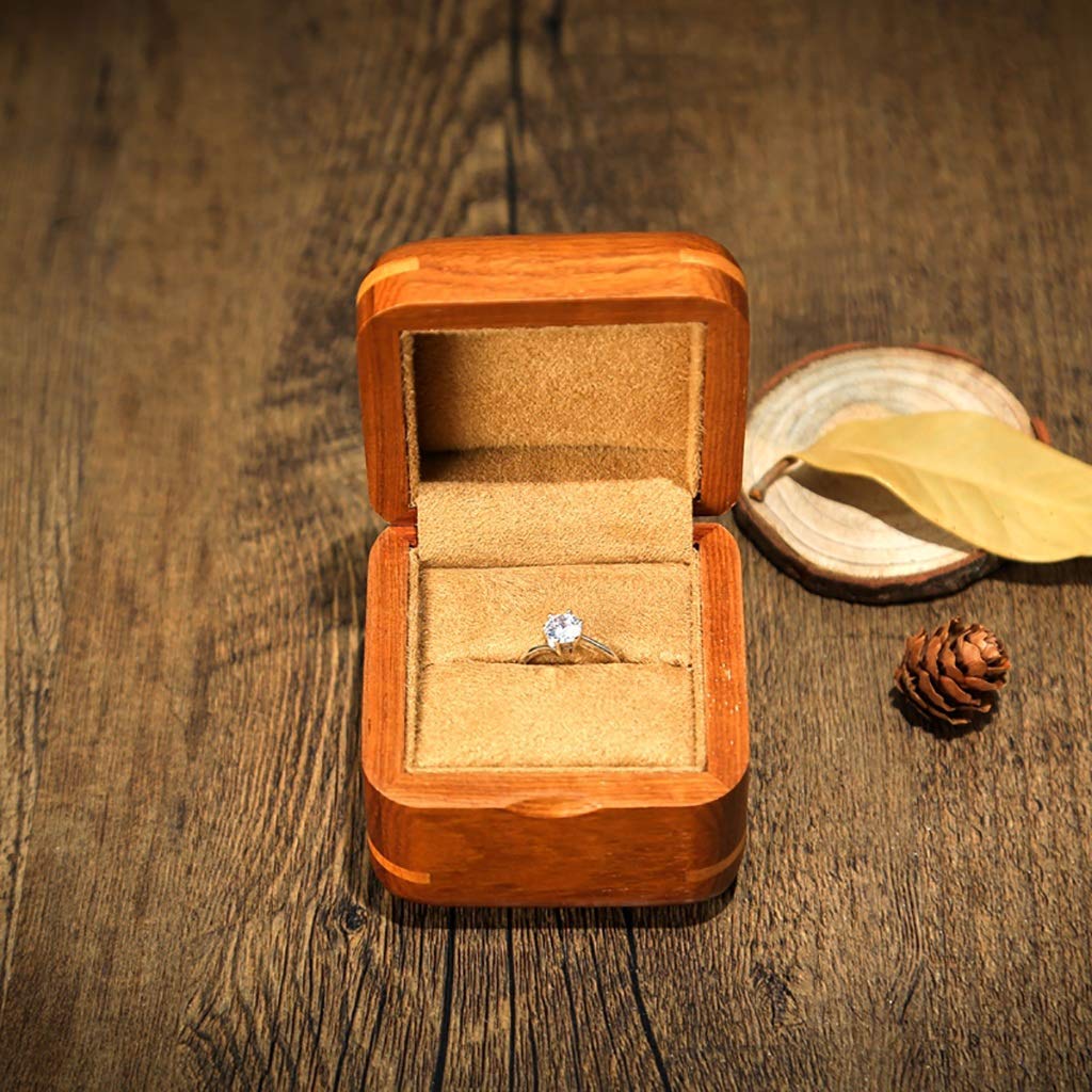 MUSUMI Scatola/Confezione Regalo in Legno per Fidanzamento, Matrimonio, Velluto (A)