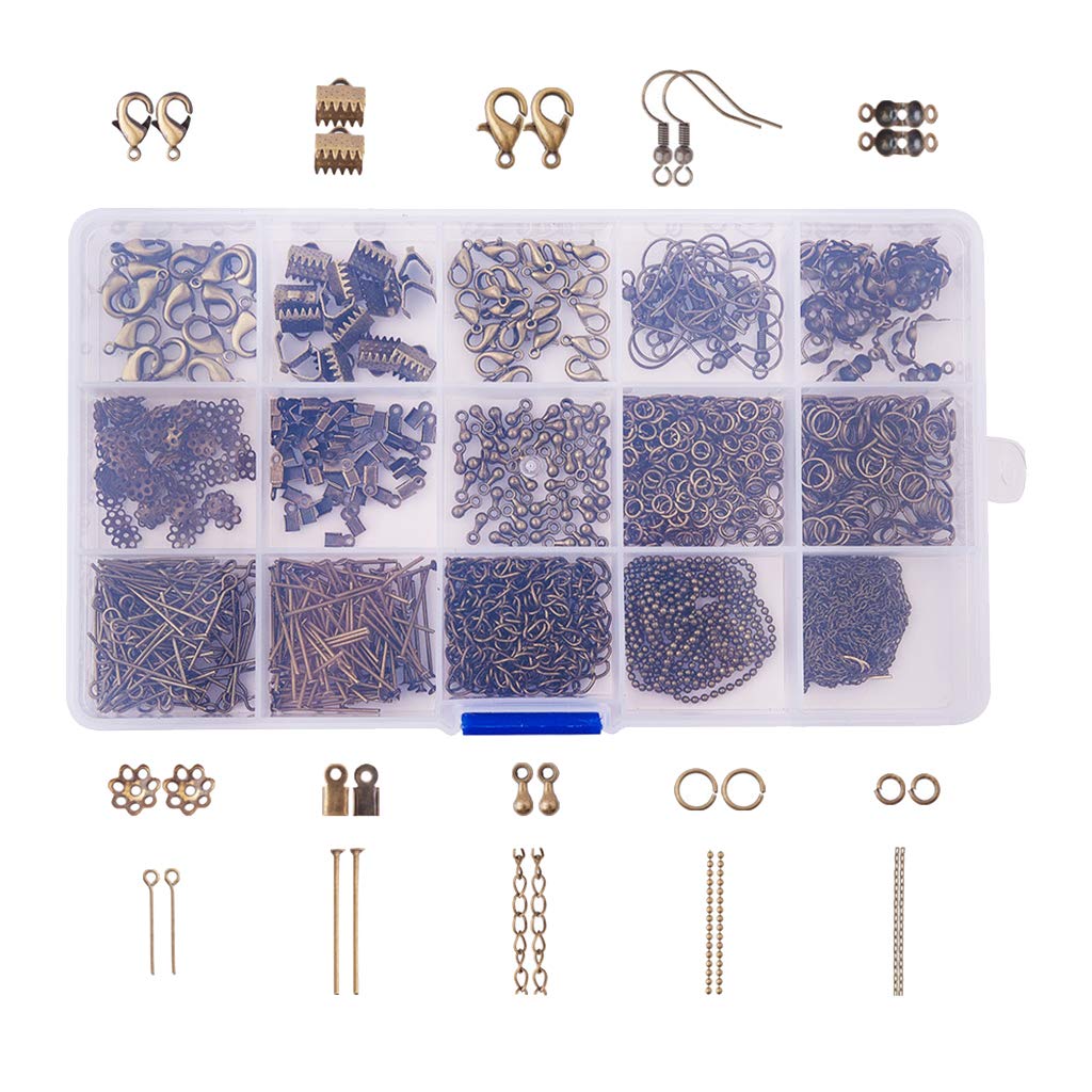 5 Zestaw 870 szt. Zestaw do produkcji biżuterii Dostawa DIY Akcesoria do kolczyków Brąz
