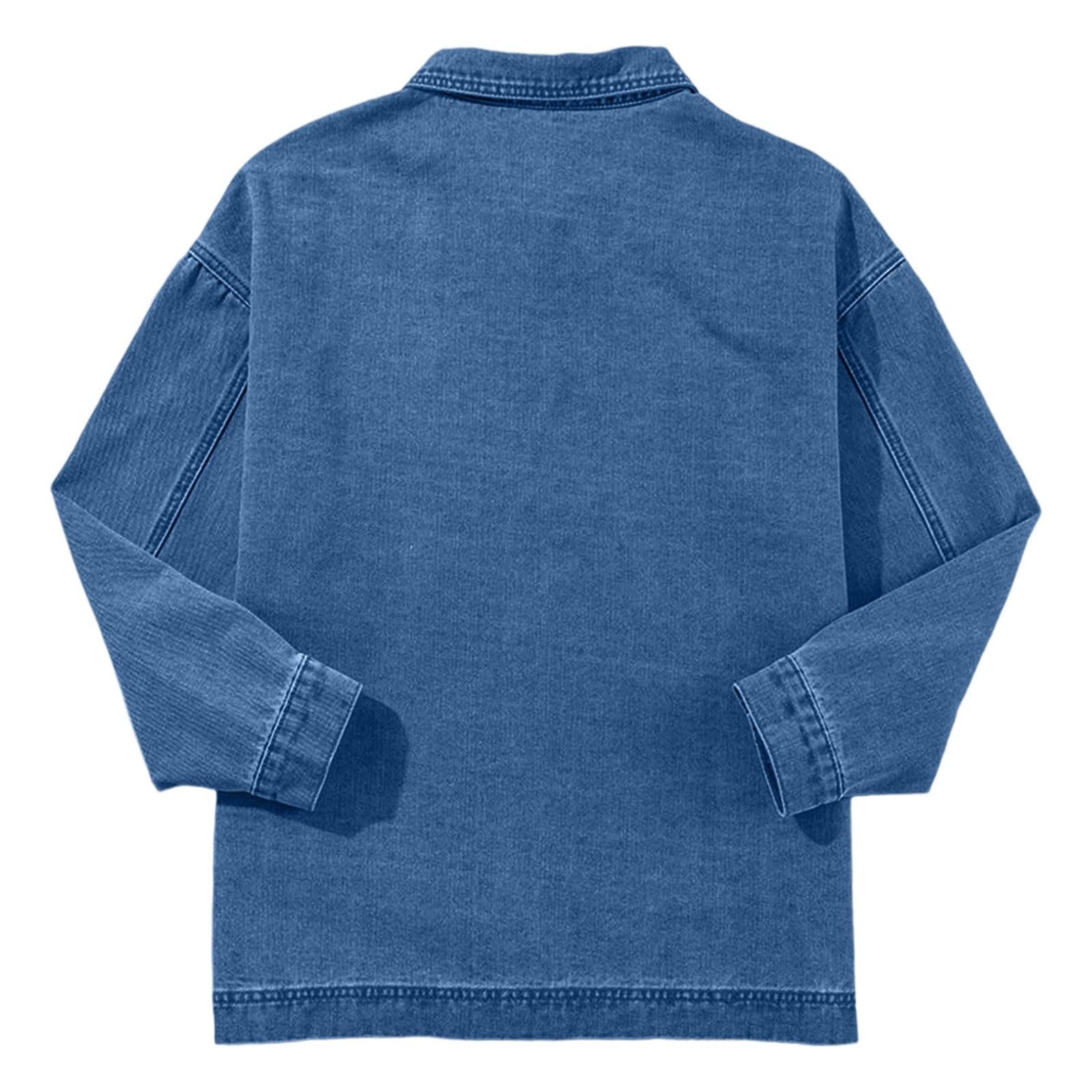 Chaqueta vaquera informal de manga larga con bolsillo frontal y botones, abrigo uso diario, ropa de calle cómoda, mujer, clásica
