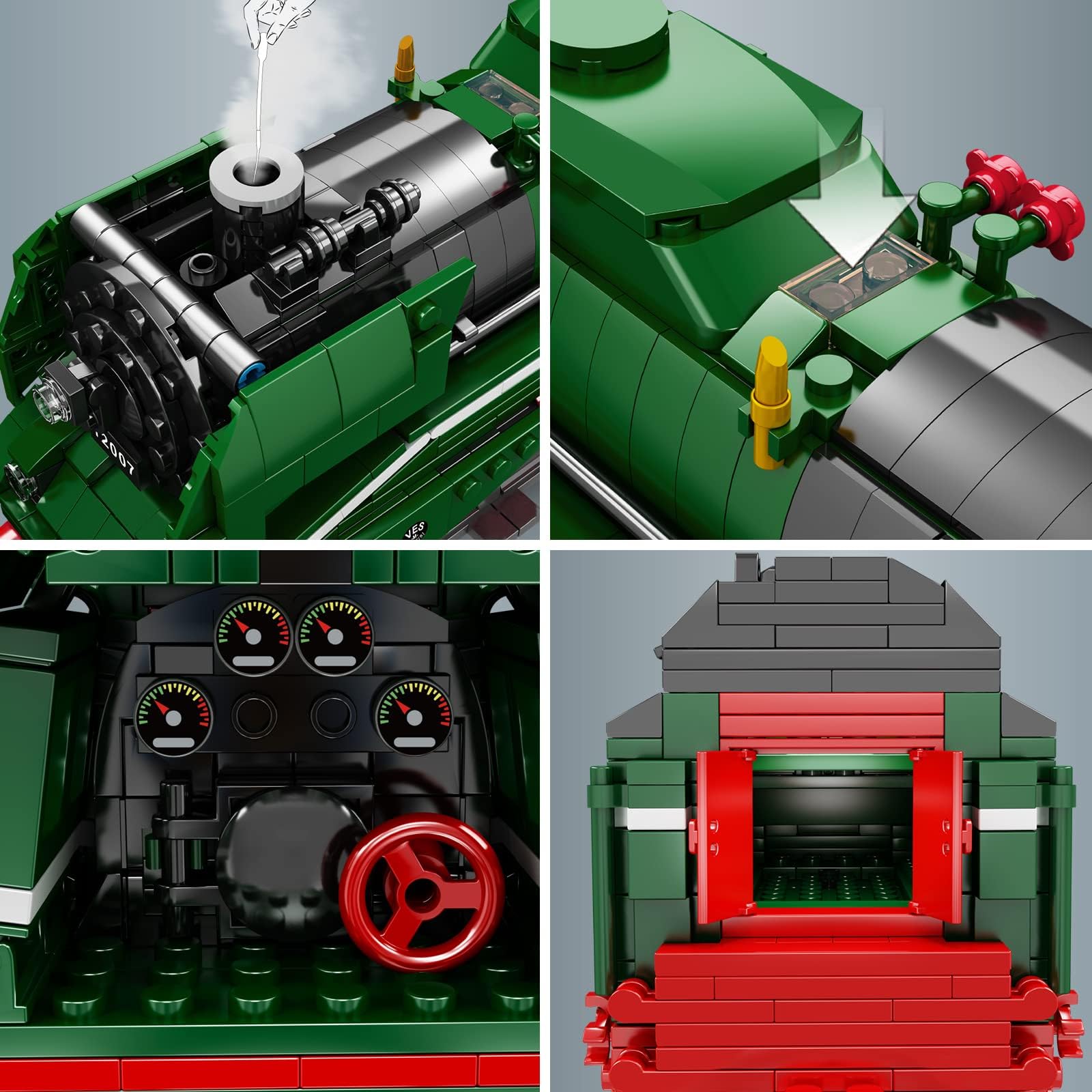Mould King 12007 Modèle de Train Technique, 2348 Pièces, Télécommande et Application Dual Control, Kit Chemin de Fer Avec Rail et Éclairage