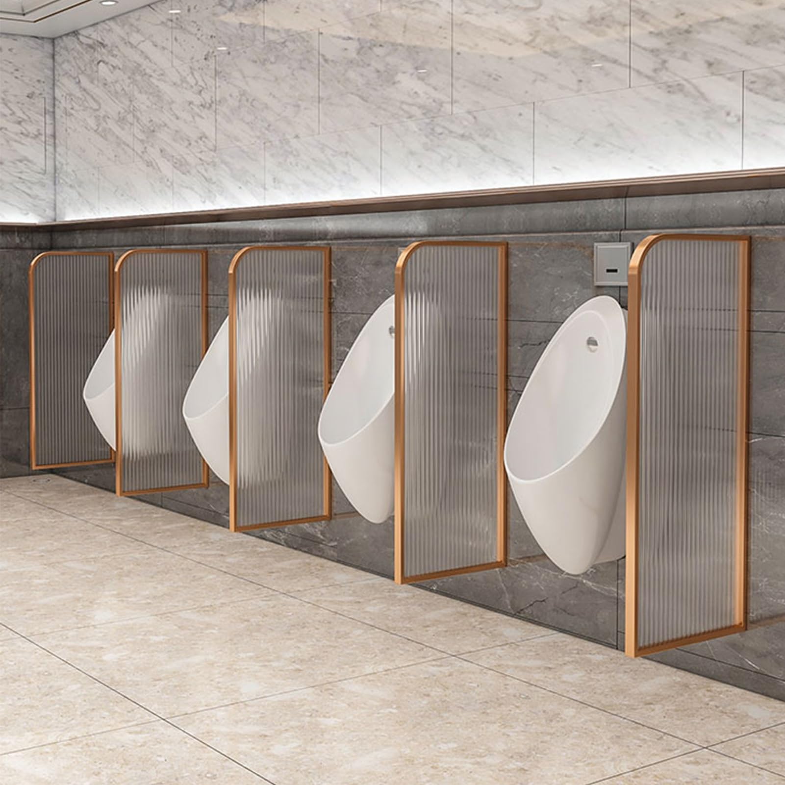 Generico Divisorio Impermeabile per orinatoi - Facile da installare e Pulire, Ideale per bagni di Hotel, scuole, asili, Centri Commerciali e spazi pubblici (Oro, 40x120 cm)