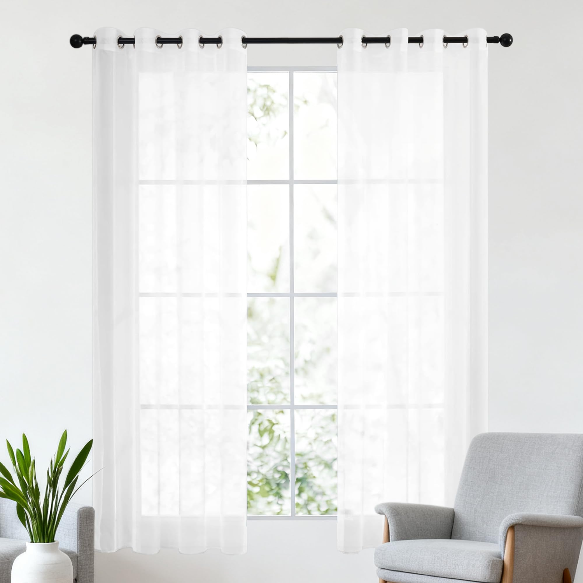 Rideaux voilages 280 x 150 cm translucides blancs salon et chambre