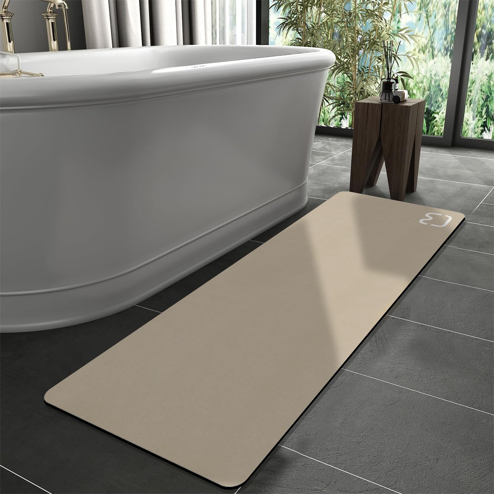 GHFSDO Extra Long Diatomaceous Earth Bath mat 15.7" x 47.2" Rubber Non ...