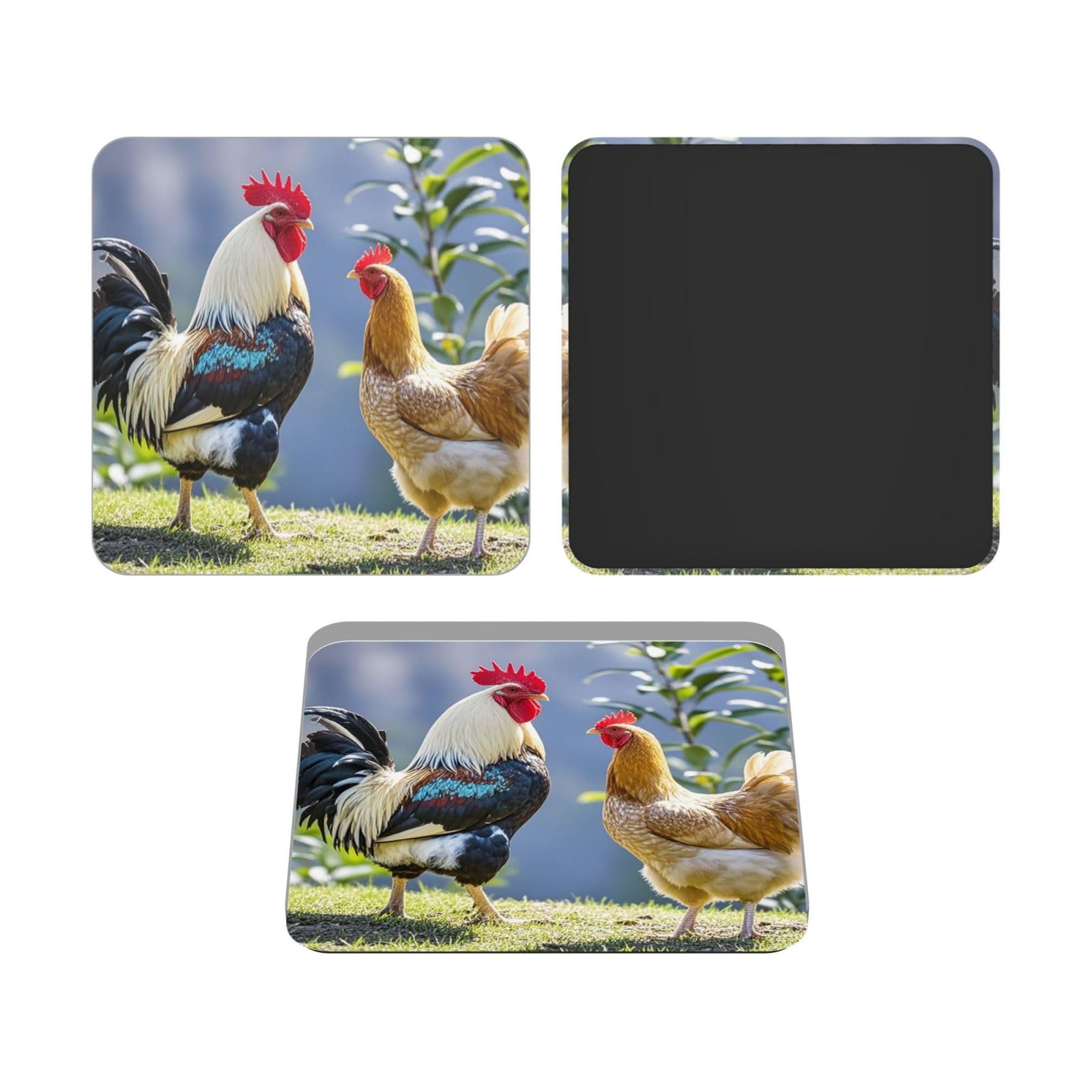 Mxzerfkgla Square Fridge Magnets Waterproof Heavy Duty Small Magnets For Fridge Rooster And Hen Refrigerator Magnets Mini Acrylic Cute Decorative Magnets For Crafts Home Kitchen Office Whiteboard Decor